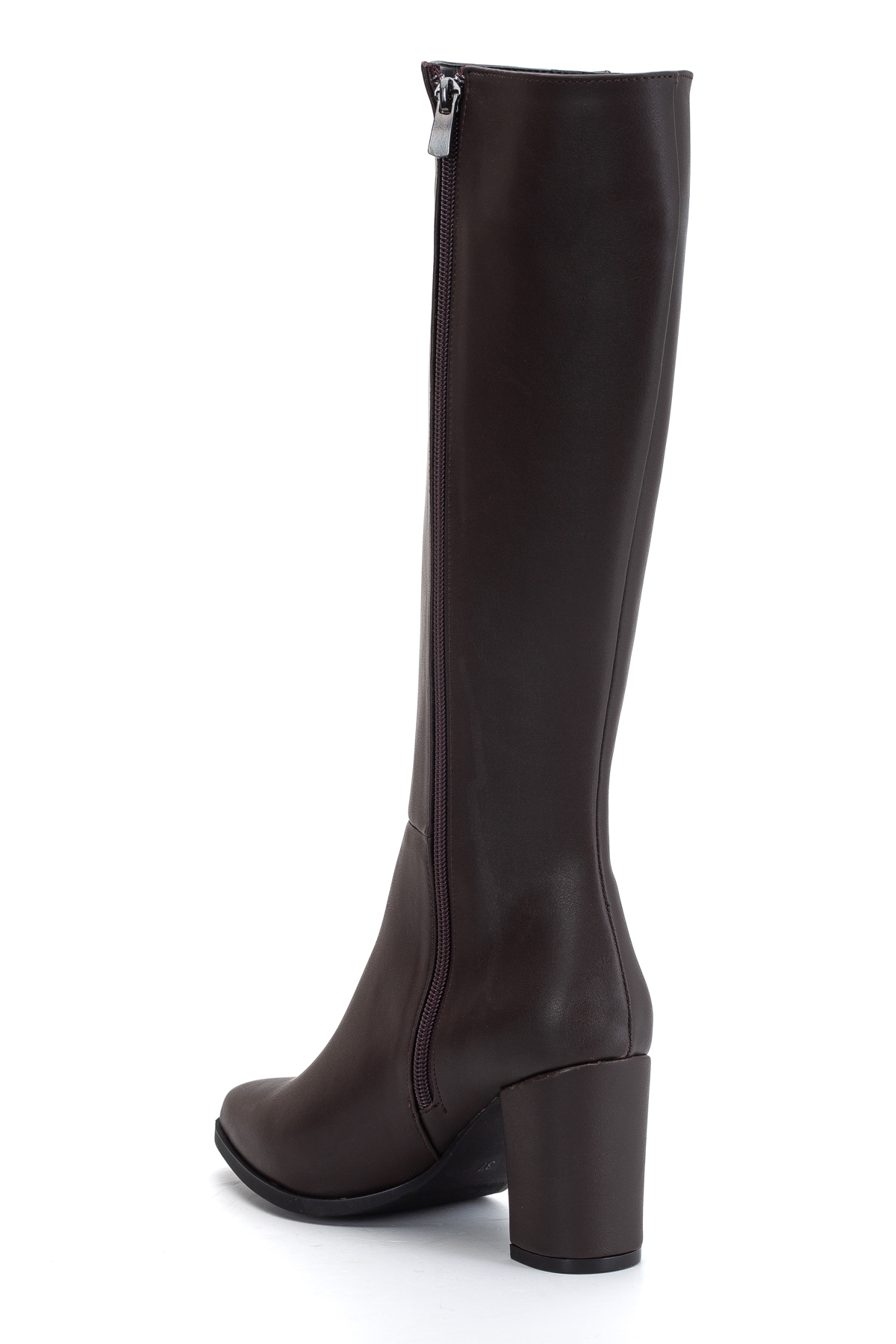 LİLLA  Kadın Sivri Burun 8 cm Kalın Topuklu Diz Altı Kahverengi Çizme - Görsel 4