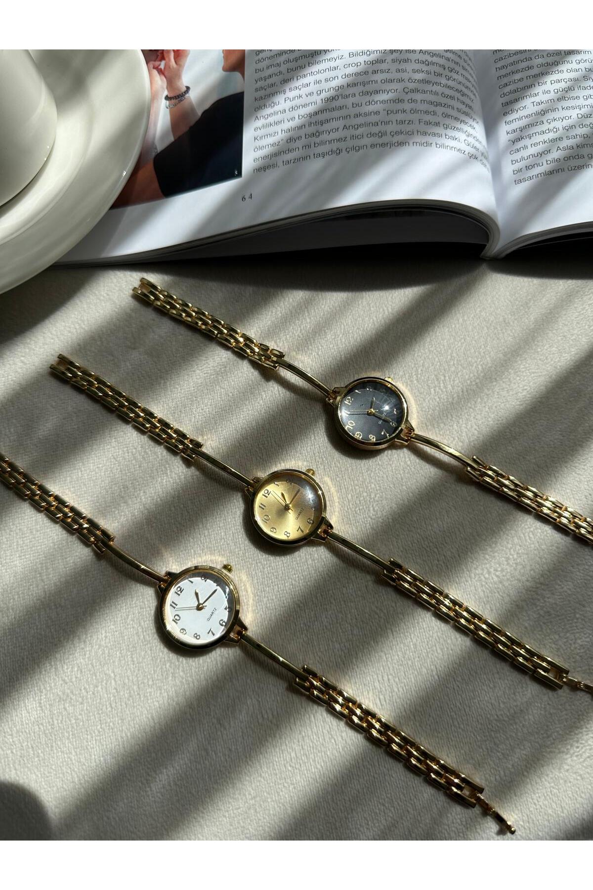 MERW  Vanetta Model Gold Beyaz Renk Vintage Seri Metal Kordon Kadın Kol Saati - Görsel 4