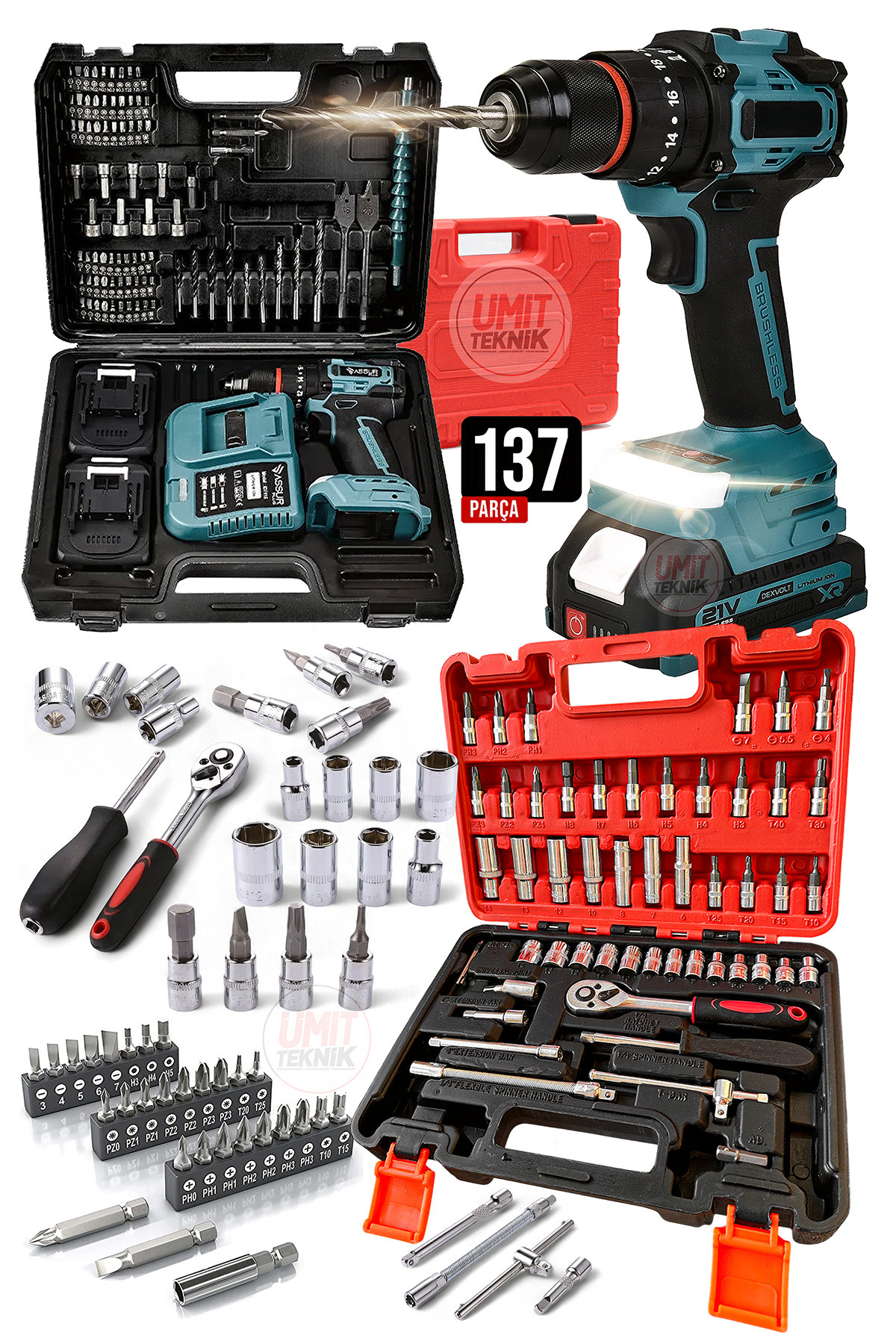 PROXTECH 137 PCS Usta Seri Kömürsüz Turbo Metal Mandren 2x Akülü