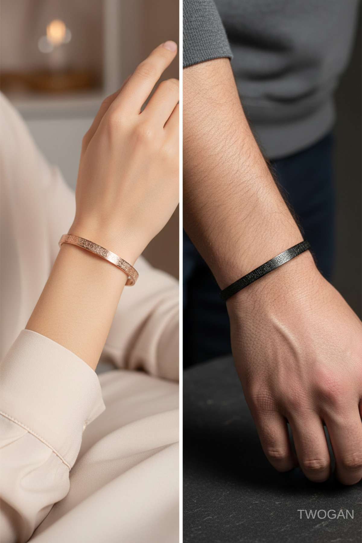 Verse Ball Bracelet Steel Men/Women 2-Piece , Rose, Black