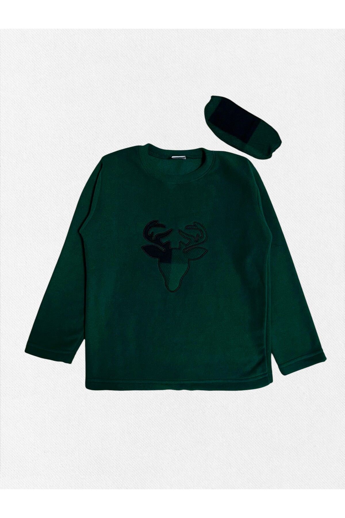 Pajama Shop Erkek Çocuk Pamuklu Uyku Bantlı Geyik Desenli Yeşil Kışlık Polar Pijama Takımı fotoğrafı 5 (önizleme)