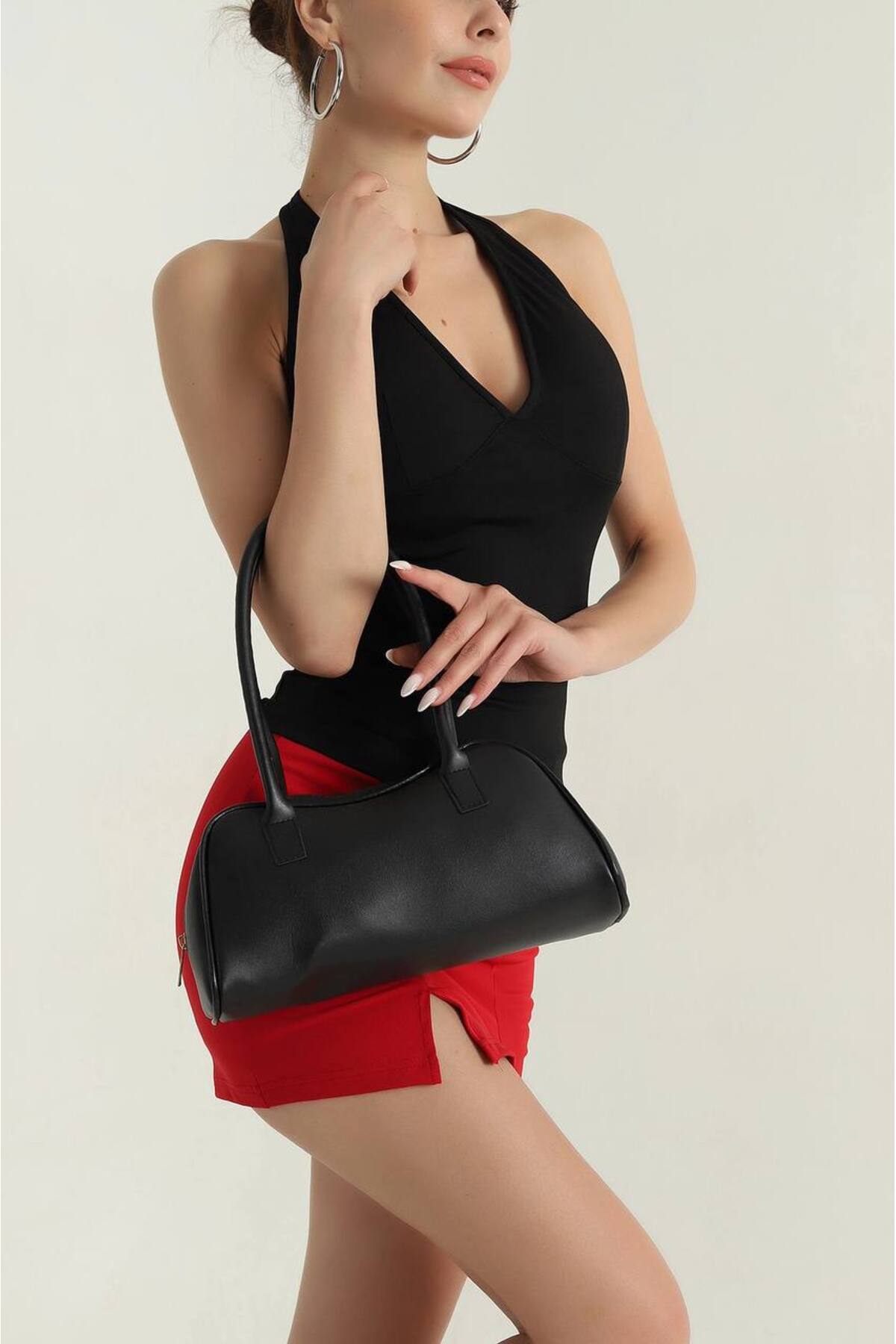 Siyah GETTOW Retro Model El ve Omuz Kadın Çantası görünüm 3