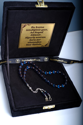 TESBİHEFENDİ Özel Seri Usta işi Kutulu Ve Gümüş Püskül Ateş Kehribar Tesbih