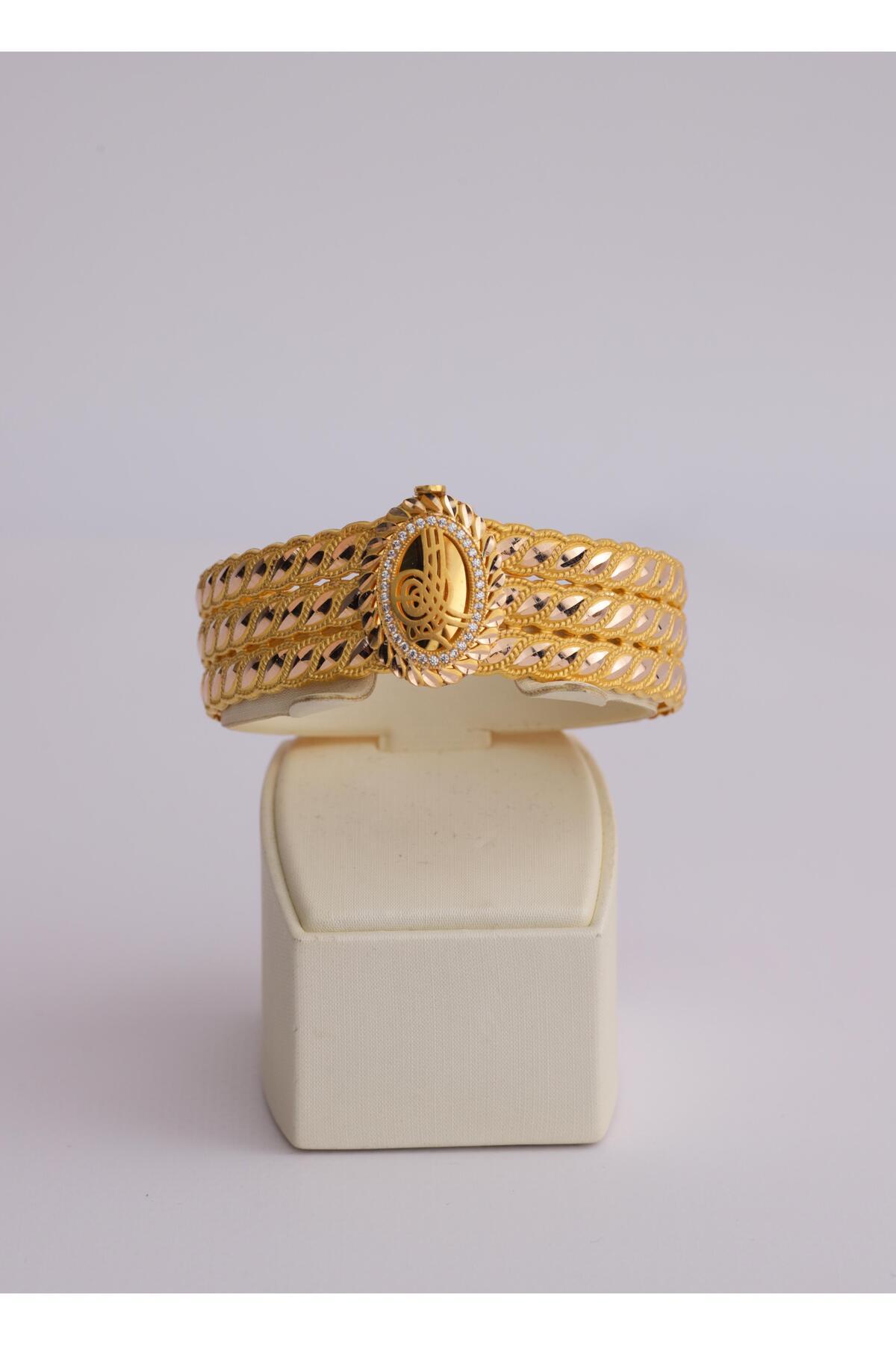 Narin Mücevherat Nar-in Altın Mücevherat Burma Görünümlü Tuğralı Altın Kelepçe 24