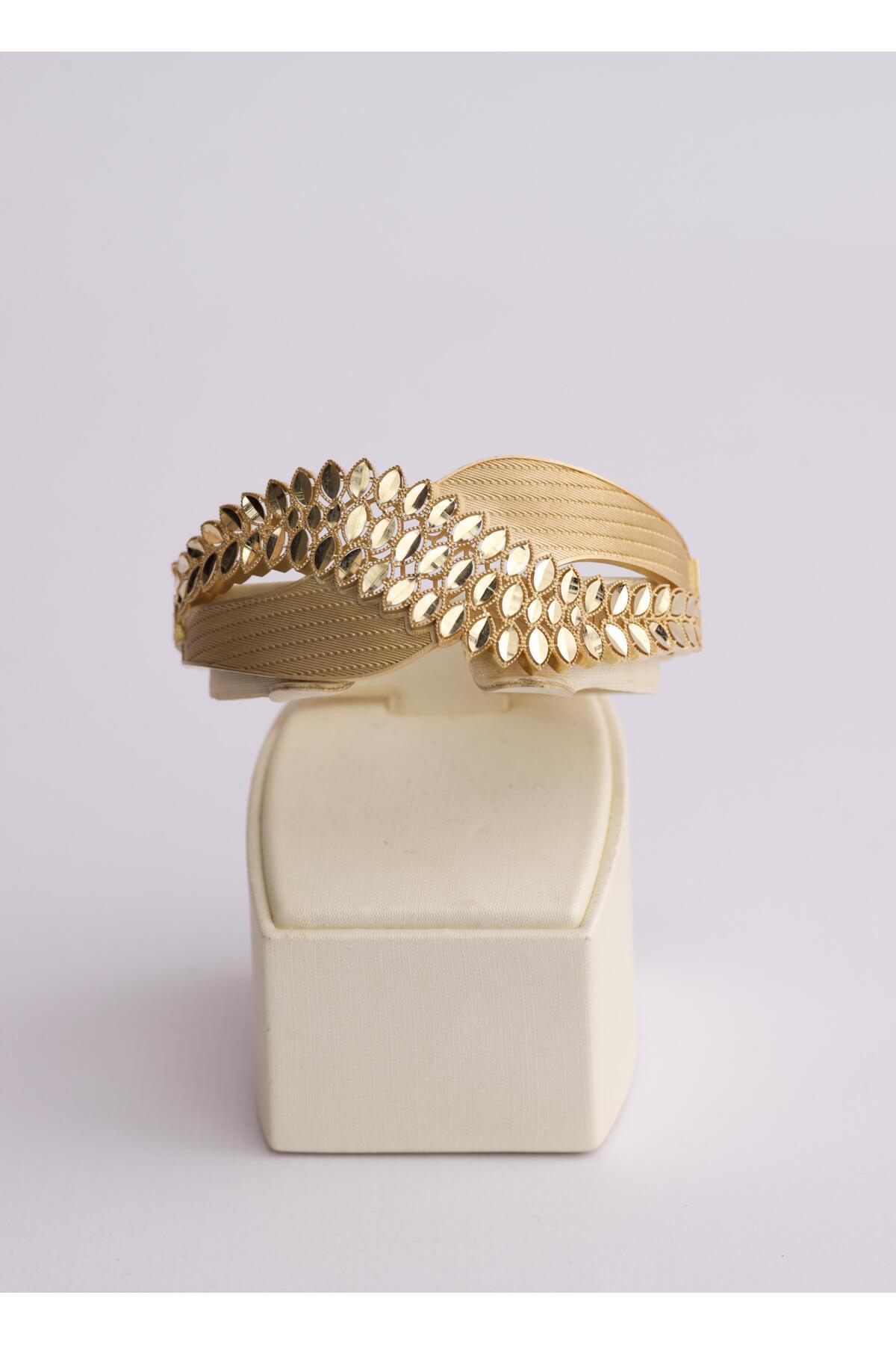 Narin Mücevherat Nar-in Altın Mücevherat Yaprak Motifli Modern Altın Kelepçe 11