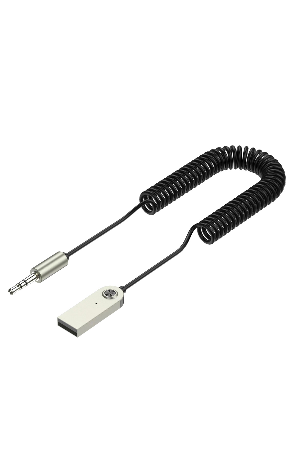 Kablosuz Samsung LG iPhone Bluetooth Aux Araç Kiti – Spiral Kablo – FM04 Mikrofonlu Siyah