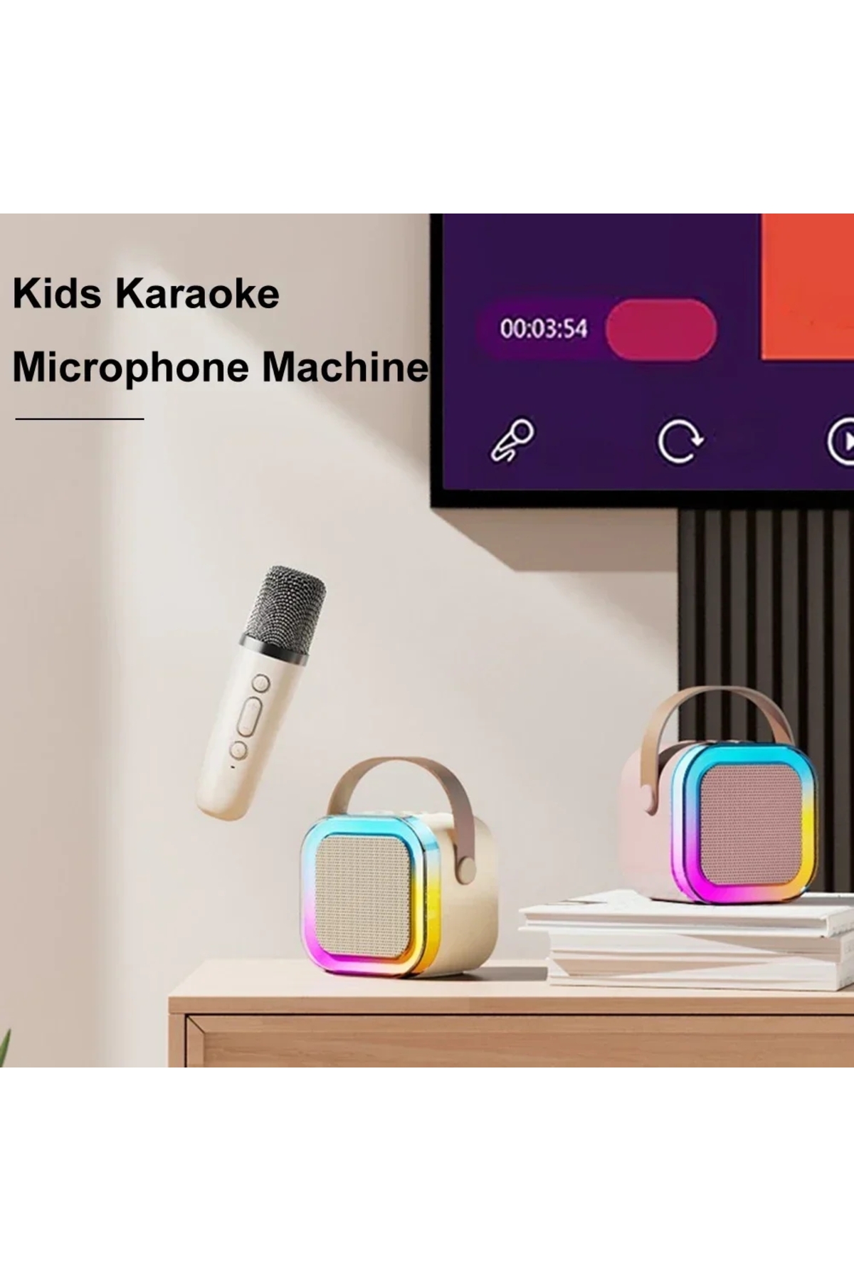 Kablosuz Mikrofonlu Karaoke Hoparlör – RGB Işıklı Taşınabilir Kutu – FP-K12 – 3 Renk Seçeneği