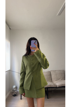 Butik Yeşil Etekli Blazer Takım