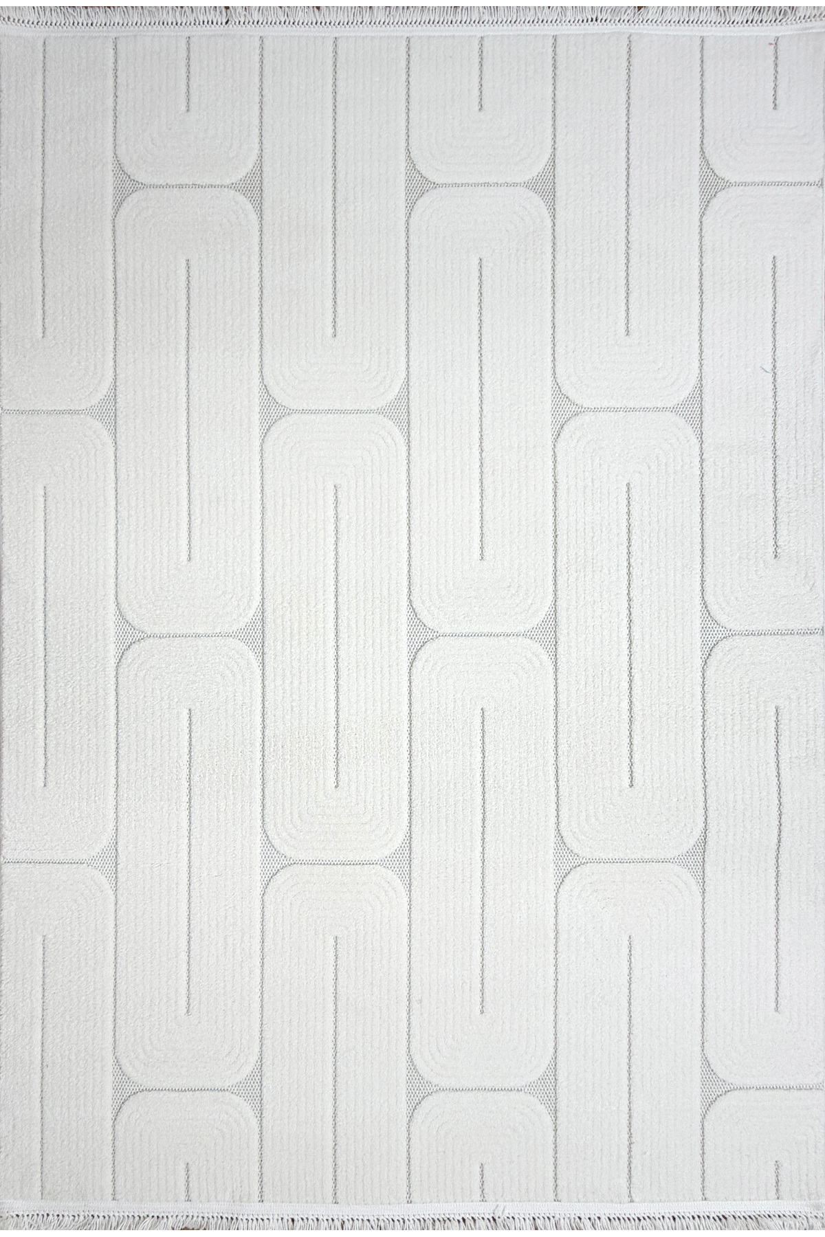 Level Soft Textured cool Geometric Living Room and Kitchen Rug En304 Cream