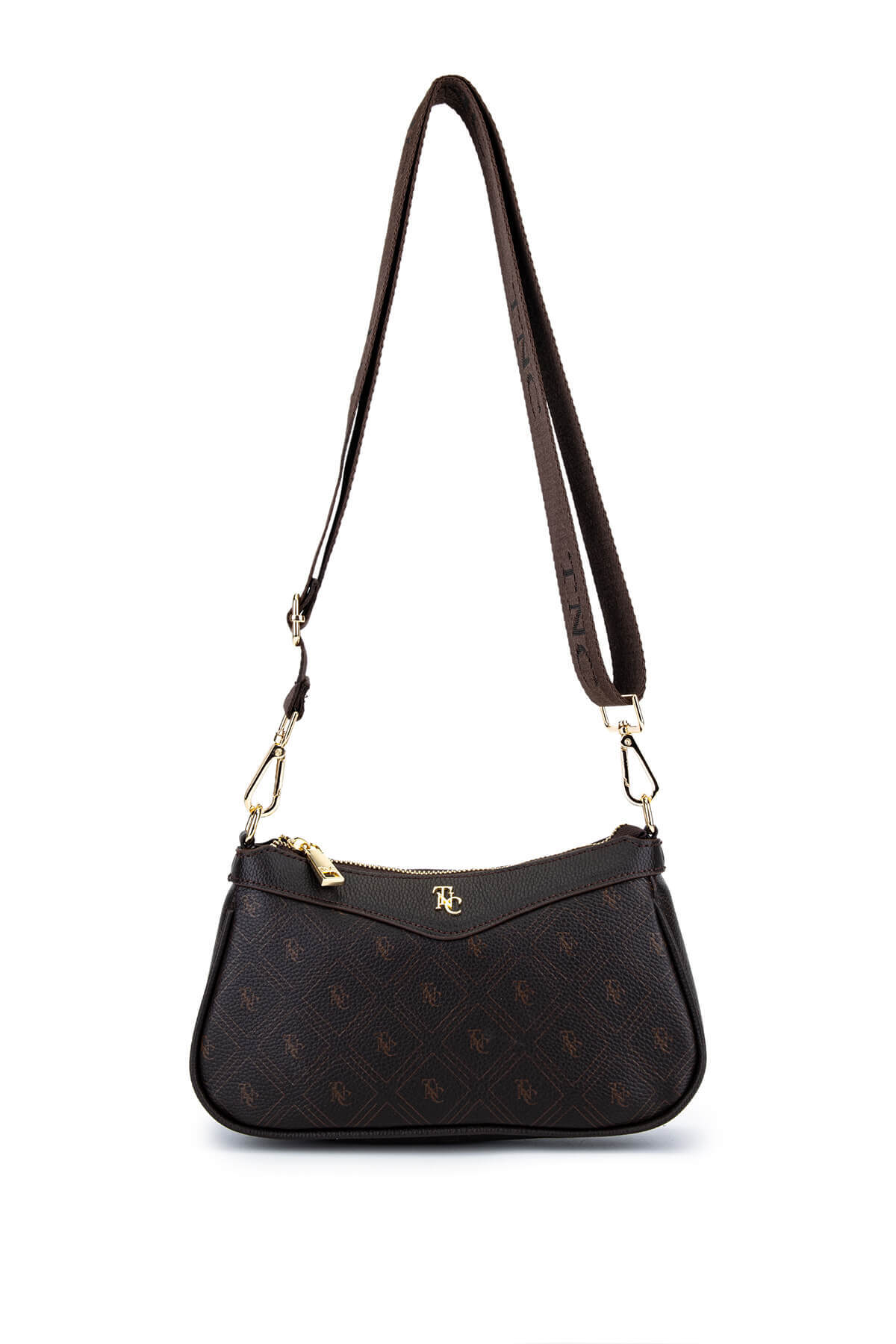 کیف زنانه چرم مصنوعی قهوه‌ای طرح‌دار Tamer Tanca