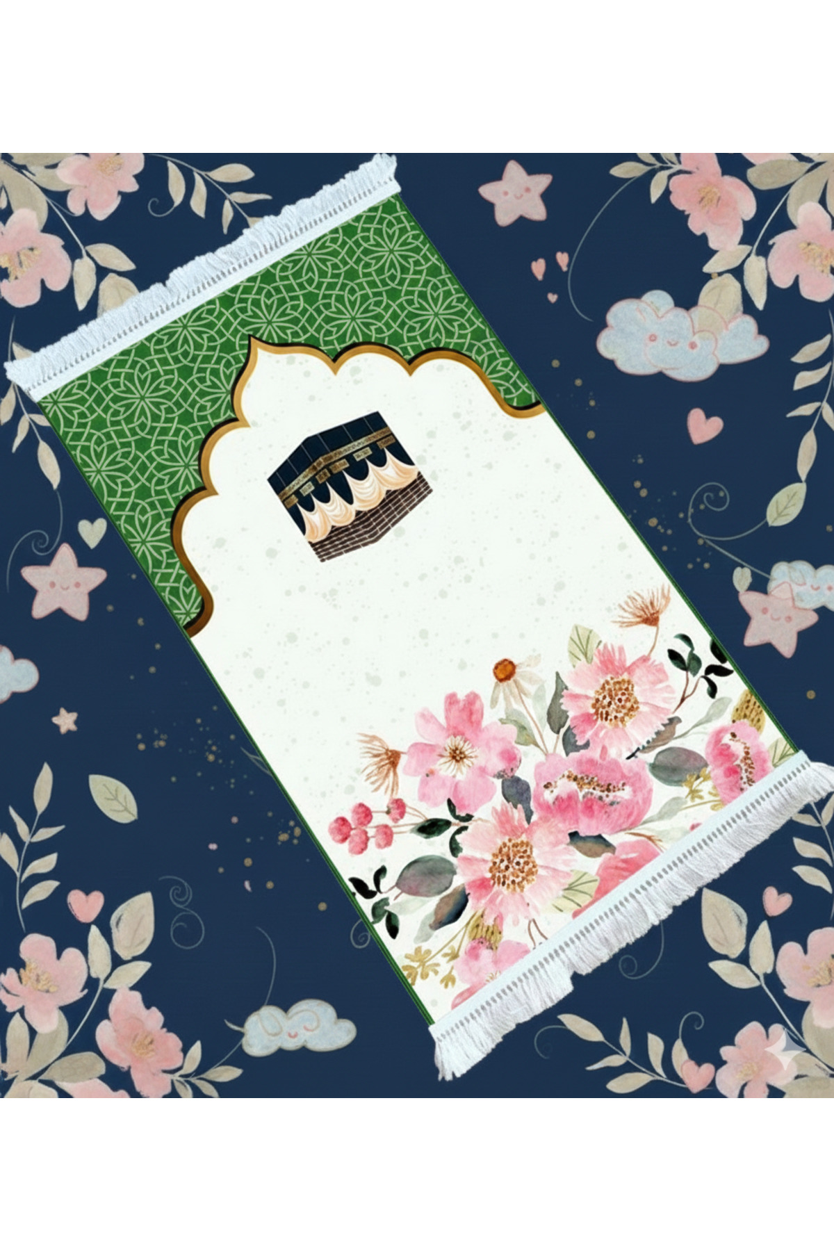 Digitally Printed Kaaba Themed Children's Prayer Sheet Prayer Holder
