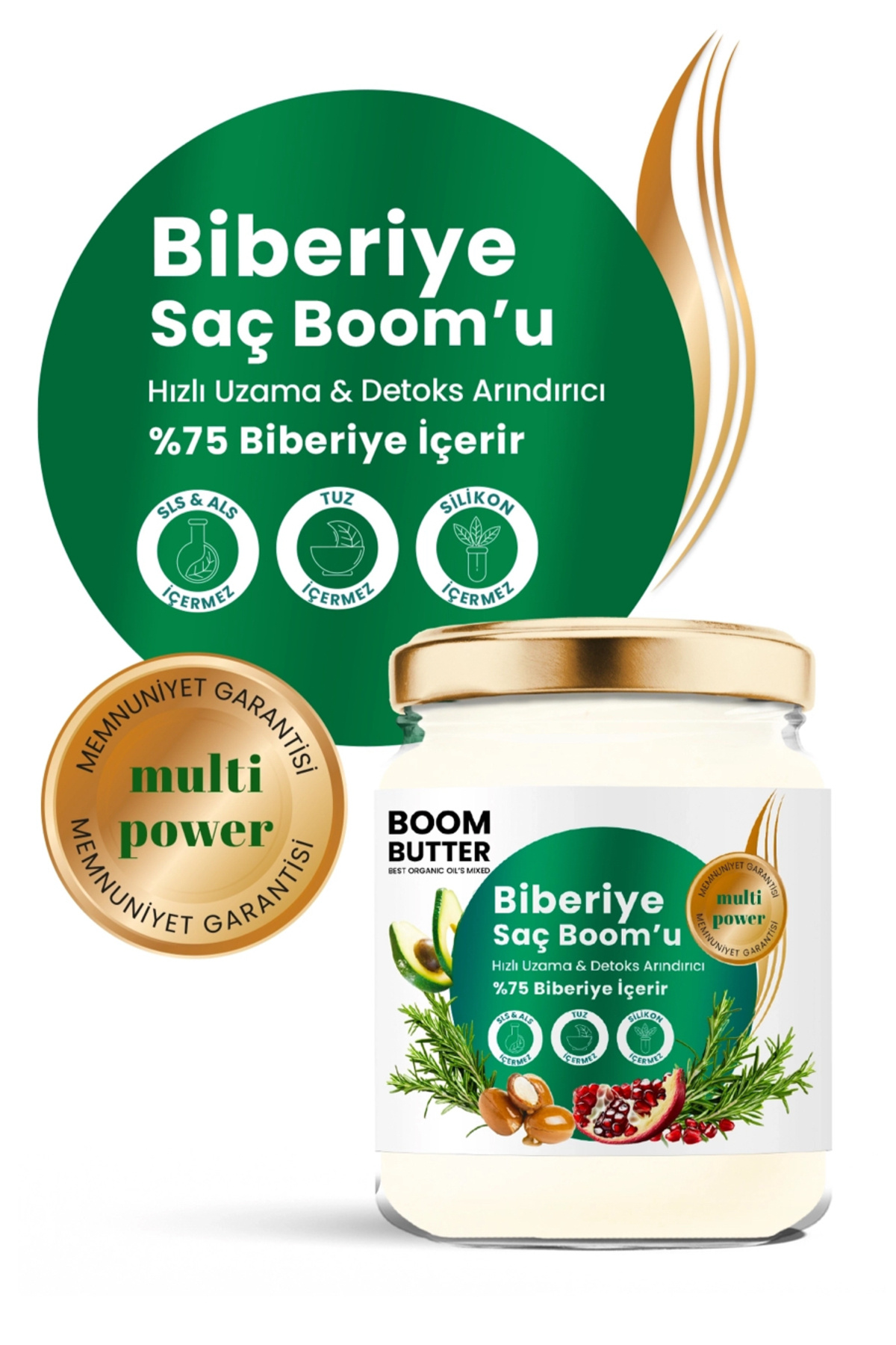 Hızlı Uzama ve Detoks Arındırıcı %75 Biberiye Saç Bakım Kremi 190 Ml — 8687995687770 — تصویر 3 از 4