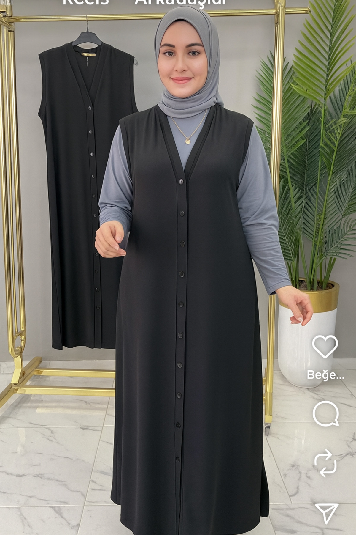 MİSSBAH Aymoli Pamuklu Boydan Düğmeli Yelek 42-58 beden