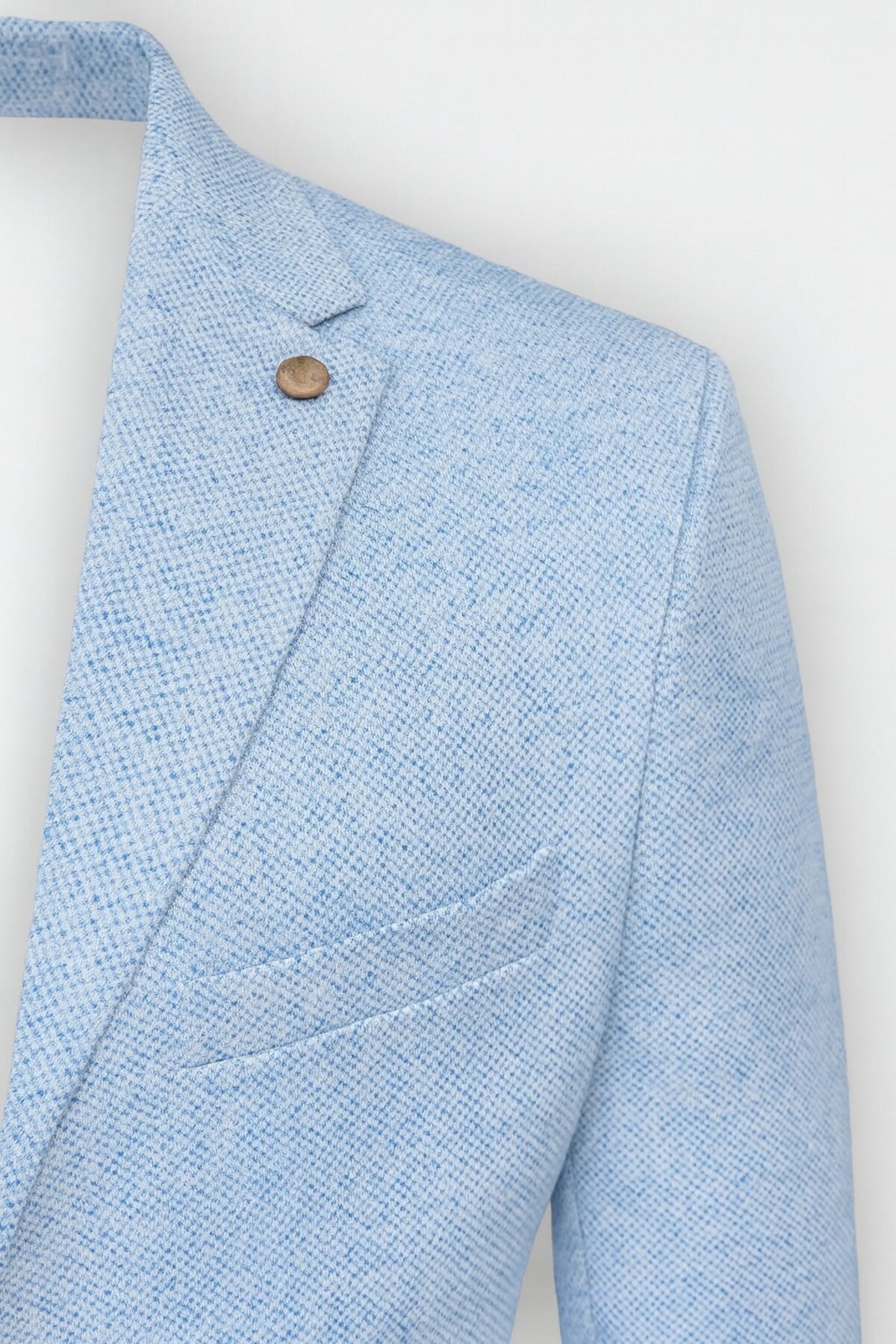 Plus Scorpion  Erkek Karyağdı Desenli Slim Fit Blazer Ceket – Mavi & Gri – Şık Günlük ve Ofis Kombin - Görsel 8