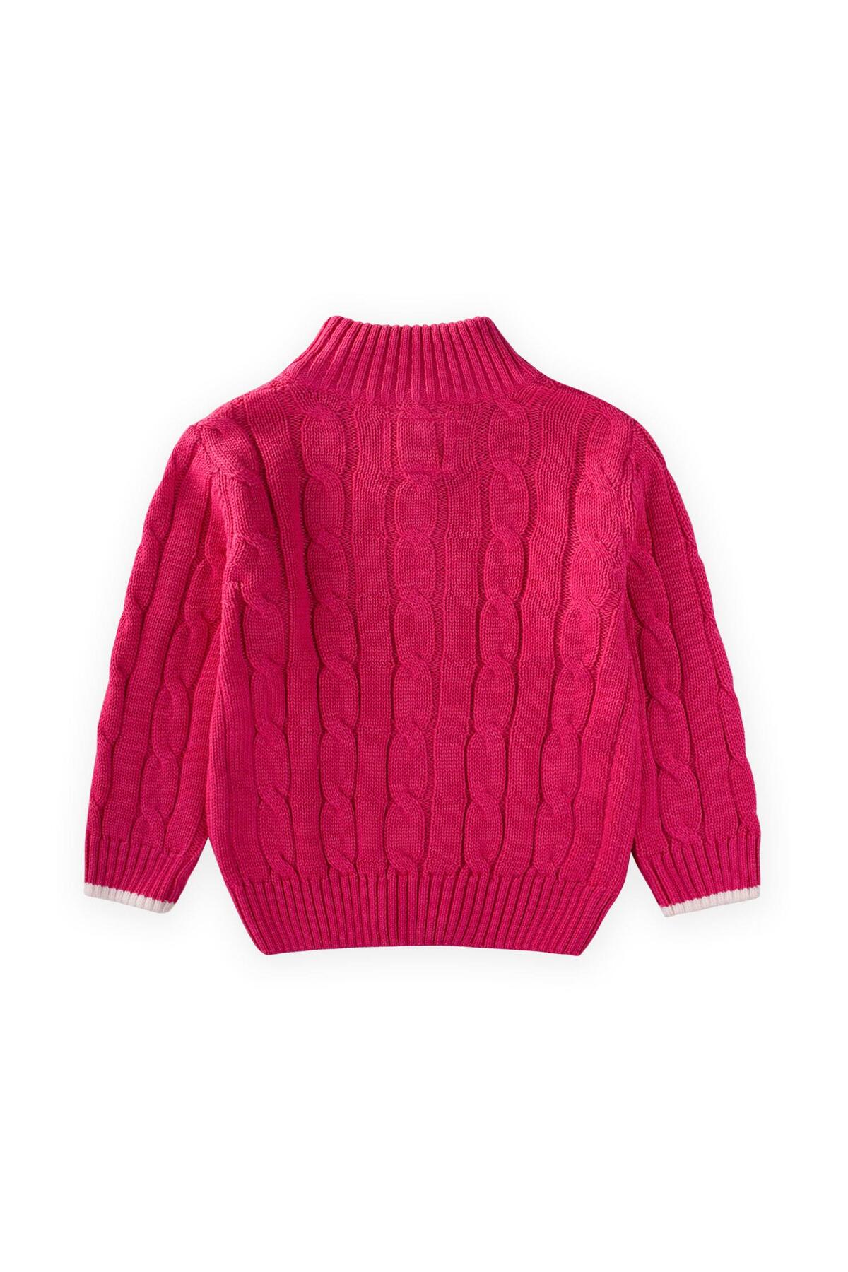 Cigit Saç Örgü Triko Hırka 2-11 Yaş Fuşya fotoğrafı 3 (önizleme)