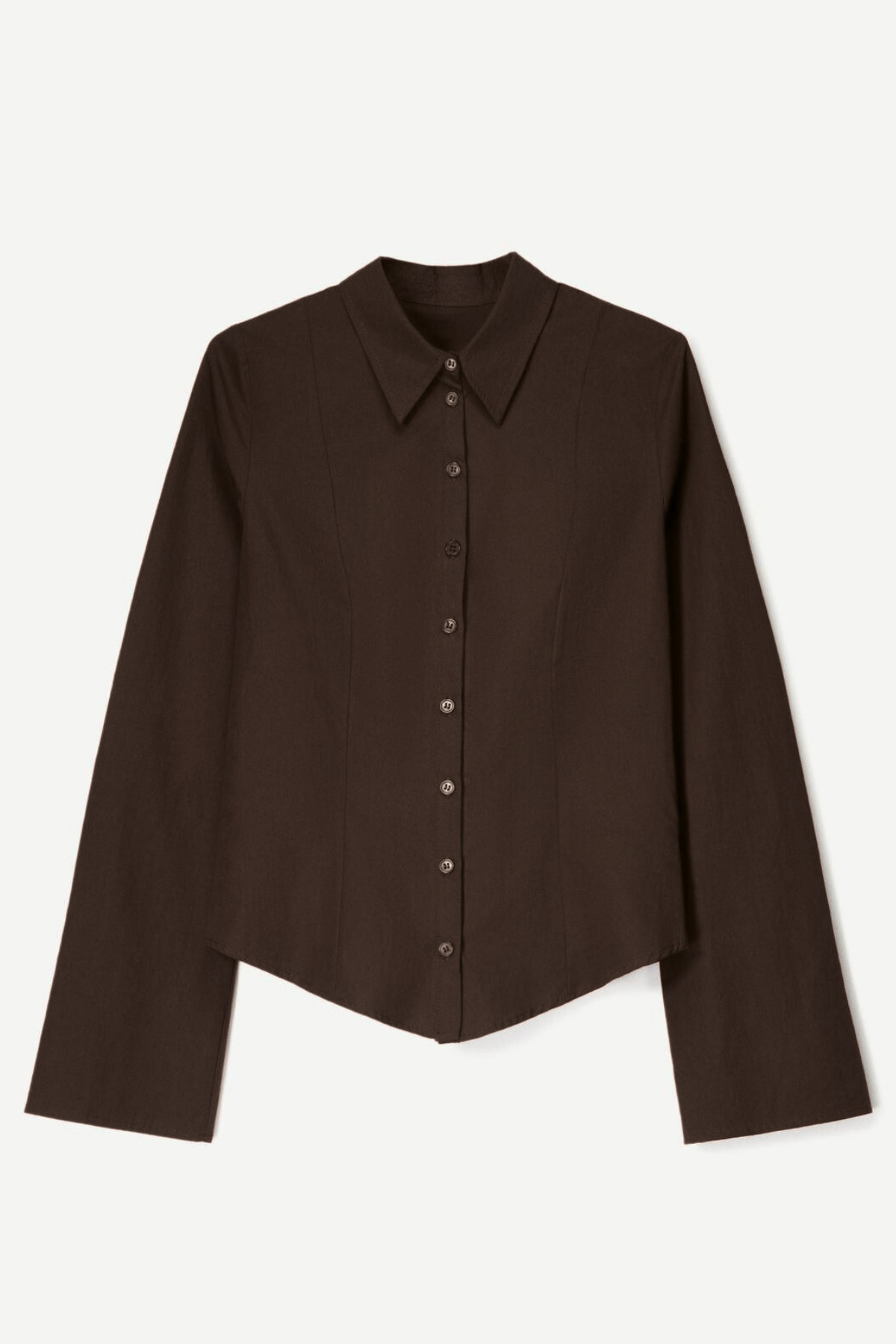 Hola Lady Kahverengi Uzun Kollu Vücuda Oturan Gömlek HL150