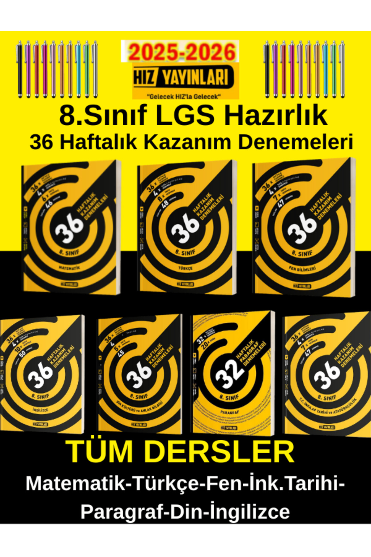 Hız ve Renk Yayınları Hız 8.SINIF Mat-Türkçe-Fen-İnk.-Paragraf