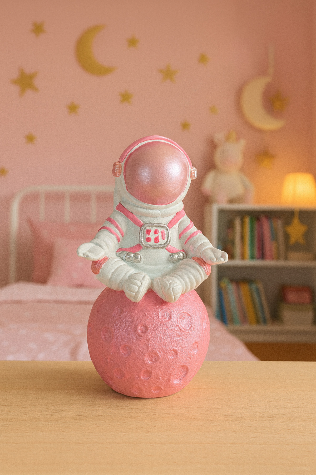 Concrete Astronaut Desktop Statue Performing Space Themed Meditation - Decorative Mini Figure