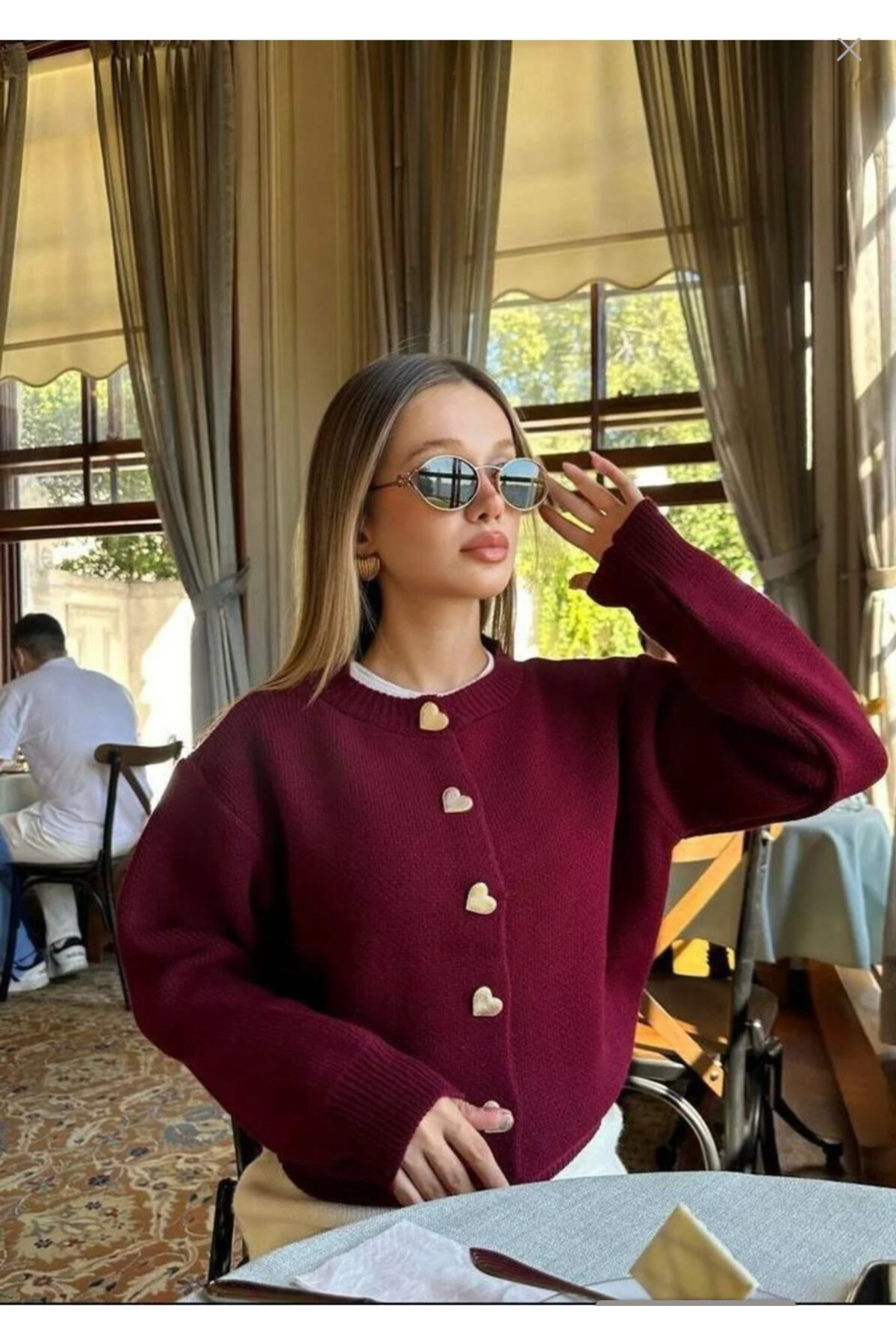 Heart Buttoned Trendy Knitwear Cardigan
