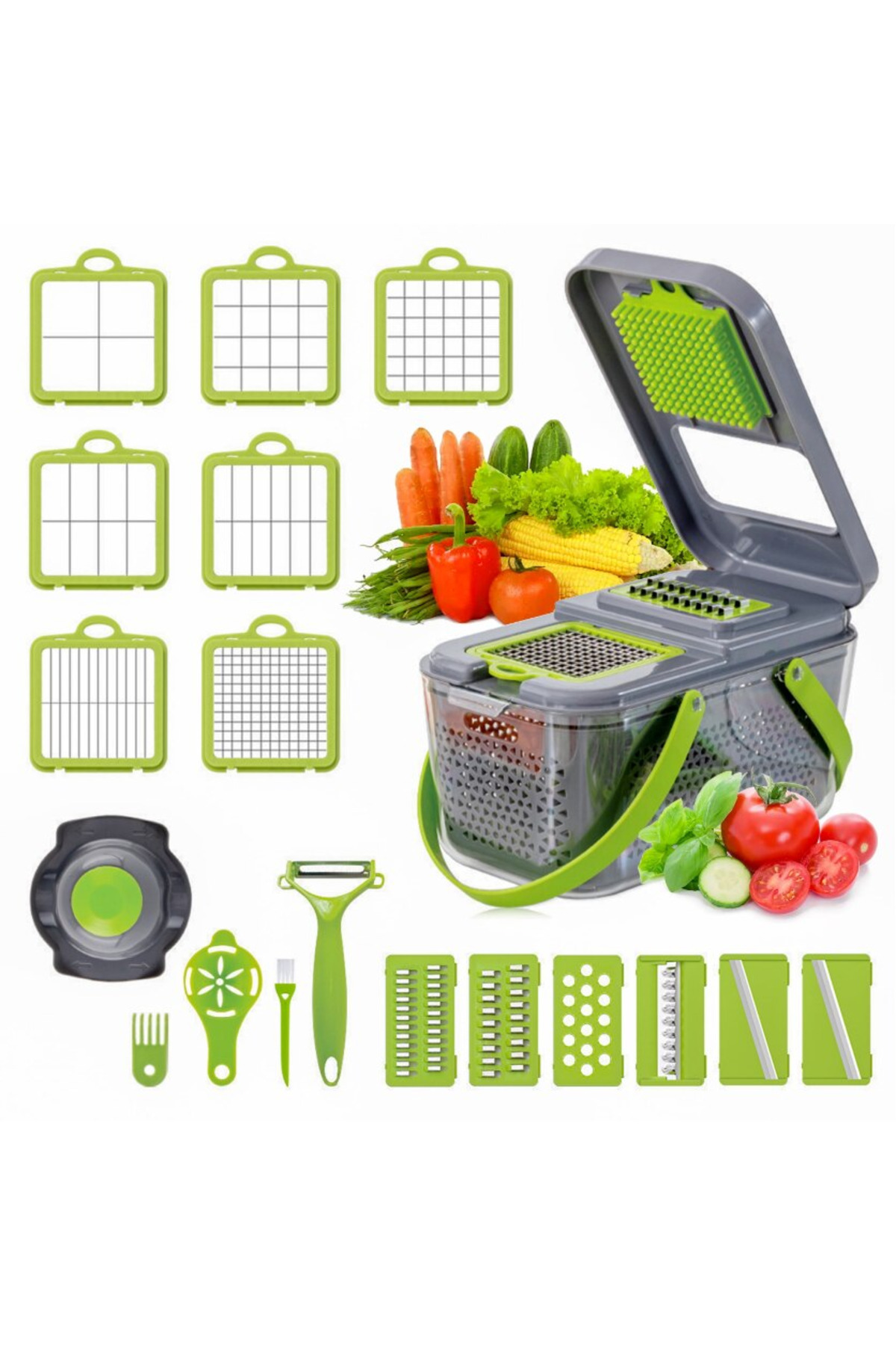 PORKY Razatoare Multifunctionala – Set Complet pentru Feliere si Razuire, 22 Piese pentru Bucatarie