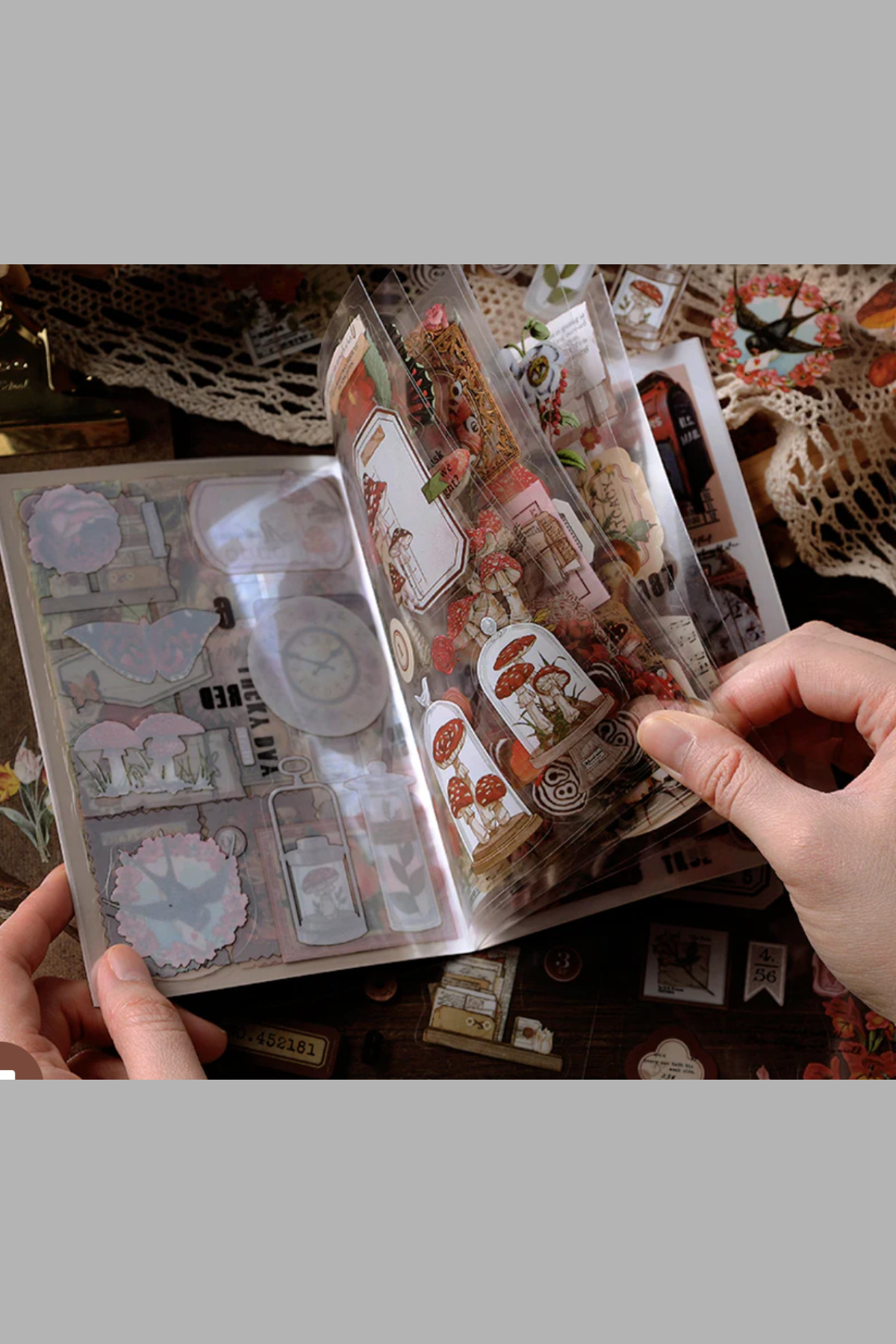 Vox Art Sticker Defteri - Vintage/Retro Etiket 200 adet/ 20 yaprak, Garden Seri