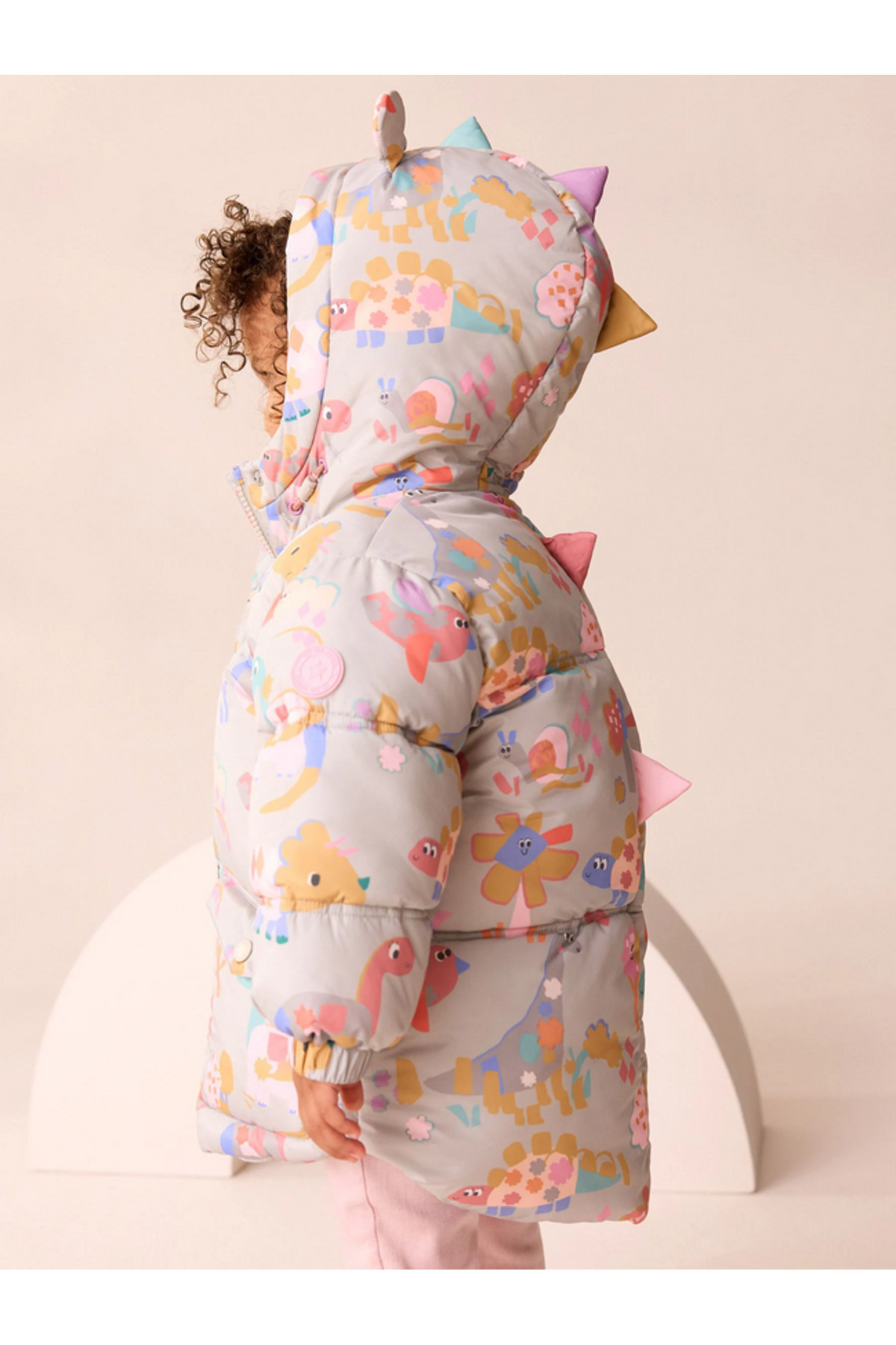 Next Baby Dinozor Desenli Kapüşonlu Suya Dayanıklı Mont fotoğrafı 4 (önizleme)