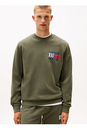 Tommy Jeans Haki Erkek Regular Fit Baskılı Sweatshirt DM0DM22093MRH TJM REG R...