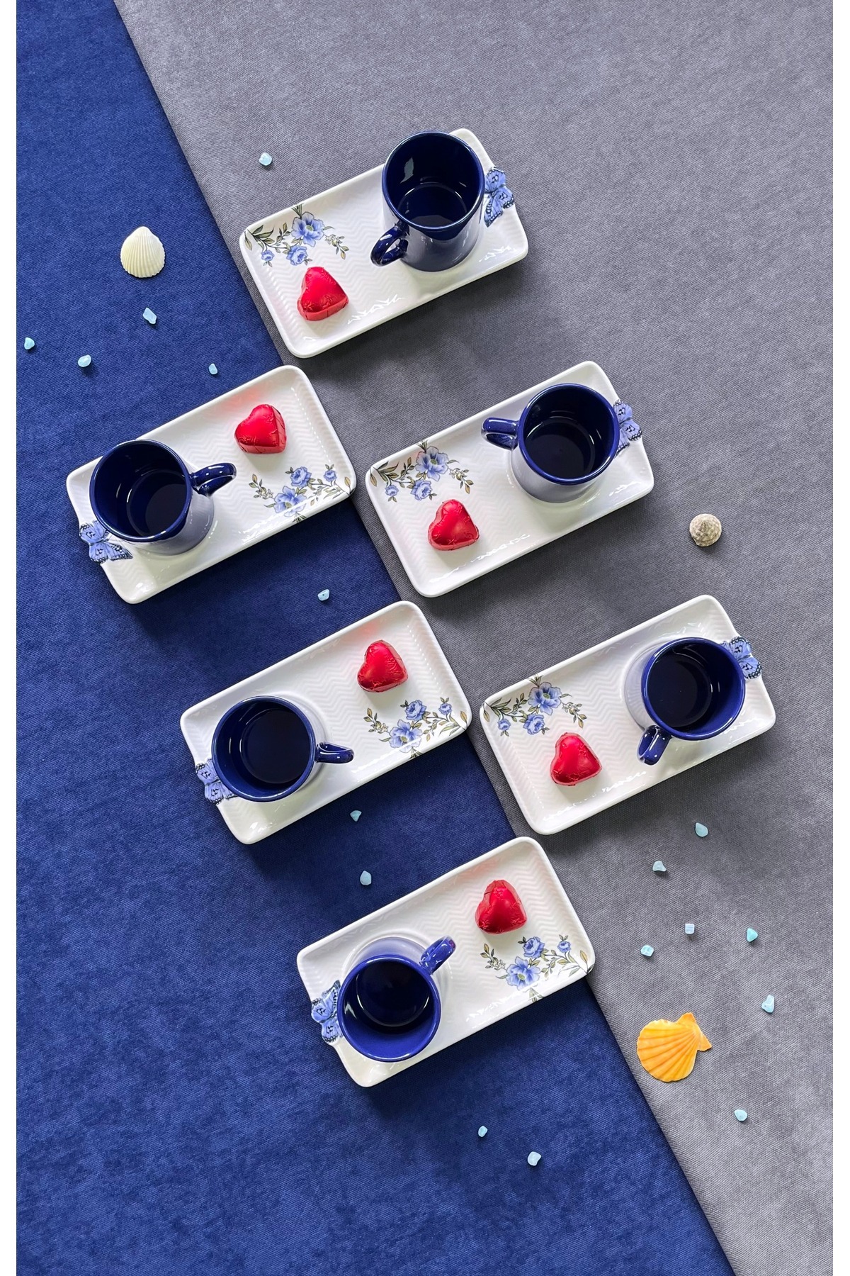 Erbaşlar Love Collection 6’lı 12 Parça Kahve Fincan & Sunum Tabağı Seti