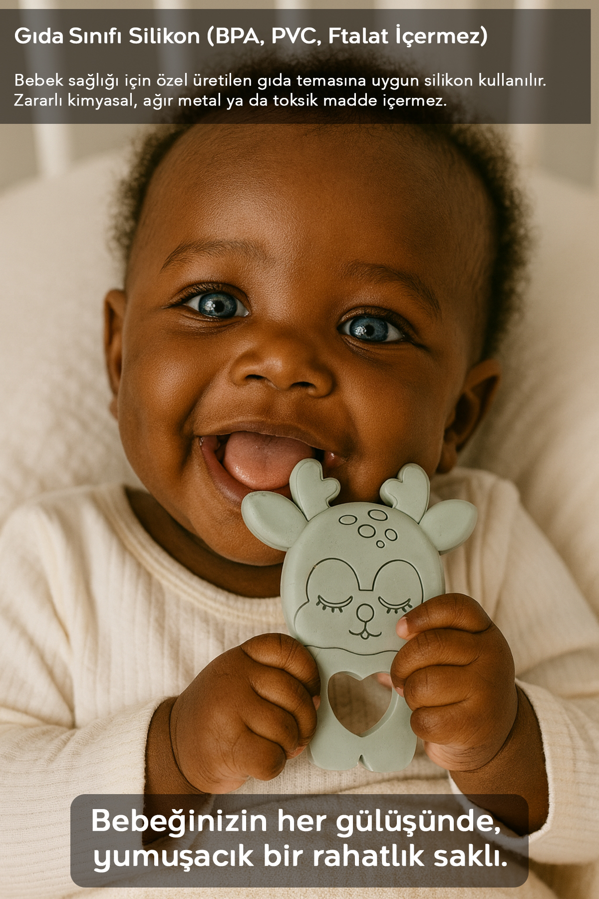 Meleni Baby Geyik Silikon Diş Kaşıyıcı - Sevimli Hayvan Figürlü Bebek Diş Kaşıyıcı Dişlik Yeşil fotoğrafı 6 (önizleme)