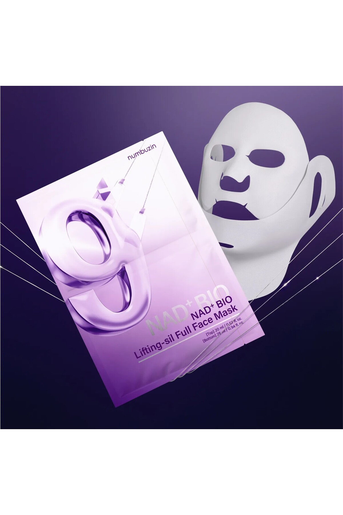 No.9+ NAD+ Bio Lifting Full Face Mask 4'lü-Peptid ve Kolajenli İki Parçalı Yüz Şekillendirici Maske — 8809652587653 — تصویر 2 از 4