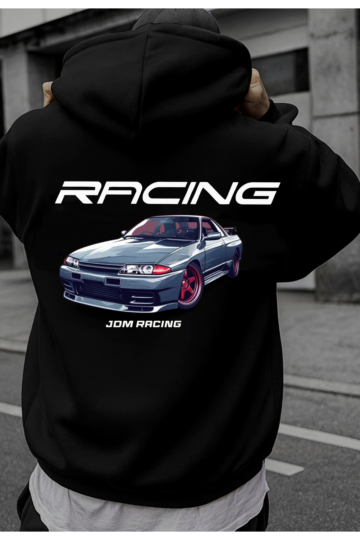 Biker Design Hooded Sweatshirt – Sporty & Casual Hoodie with Motorcycle Design
