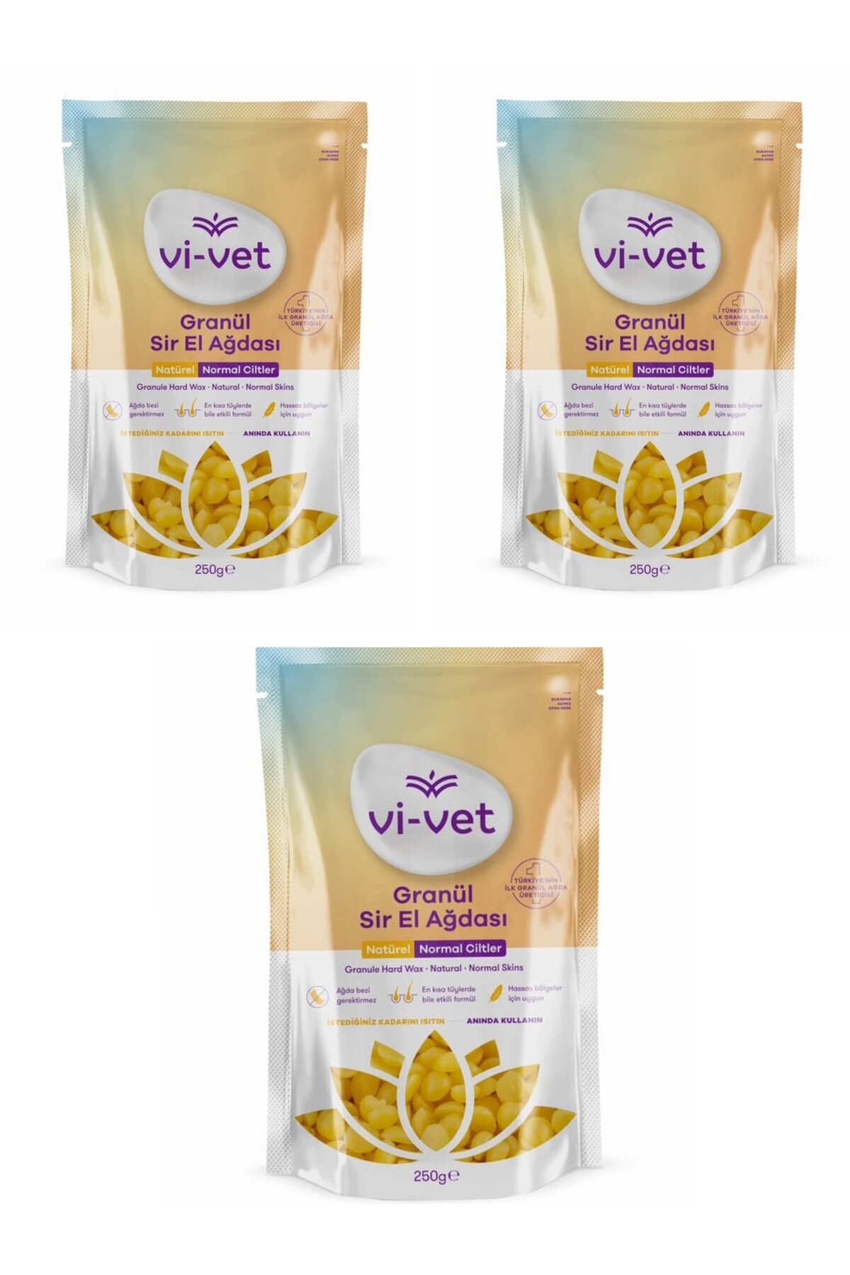 Vi-vet Vivet Granül Sir El Ağdası Natürel Ciltler 250 gr × 3 paket — ÇDŞ035