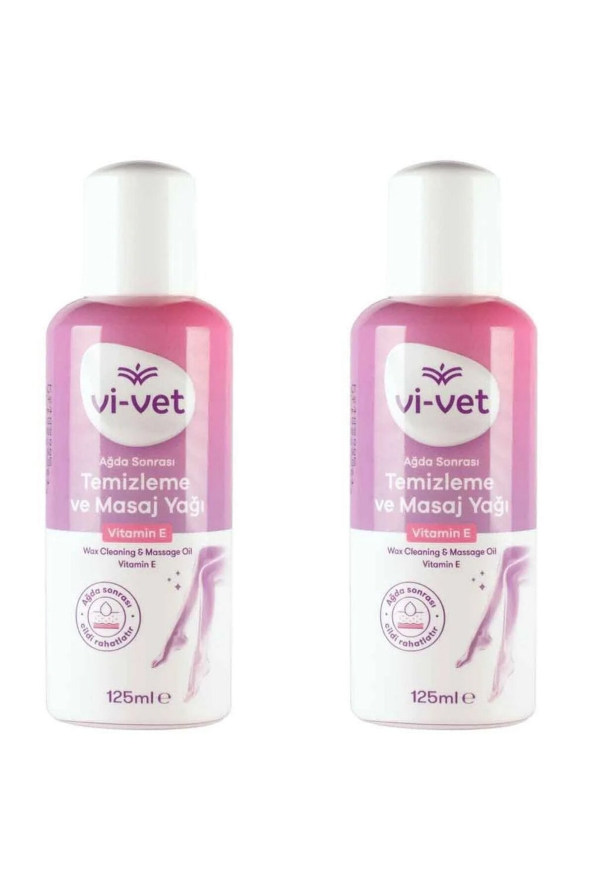 Vi-vet Vivet Ağda Sonrası Temizleme ve Masaj Yağı Vitamin E 125 ml × 2 Adet — ÇDŞ037