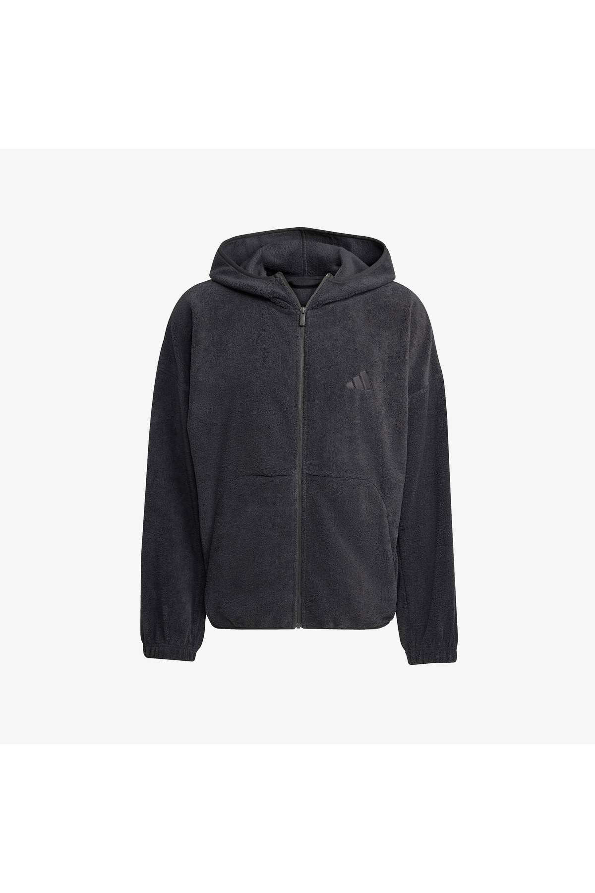 adidas Future icons Small Logo Low Pile Fleece Full Zip Erkek Siyah Eşofman Üstü görsel 4