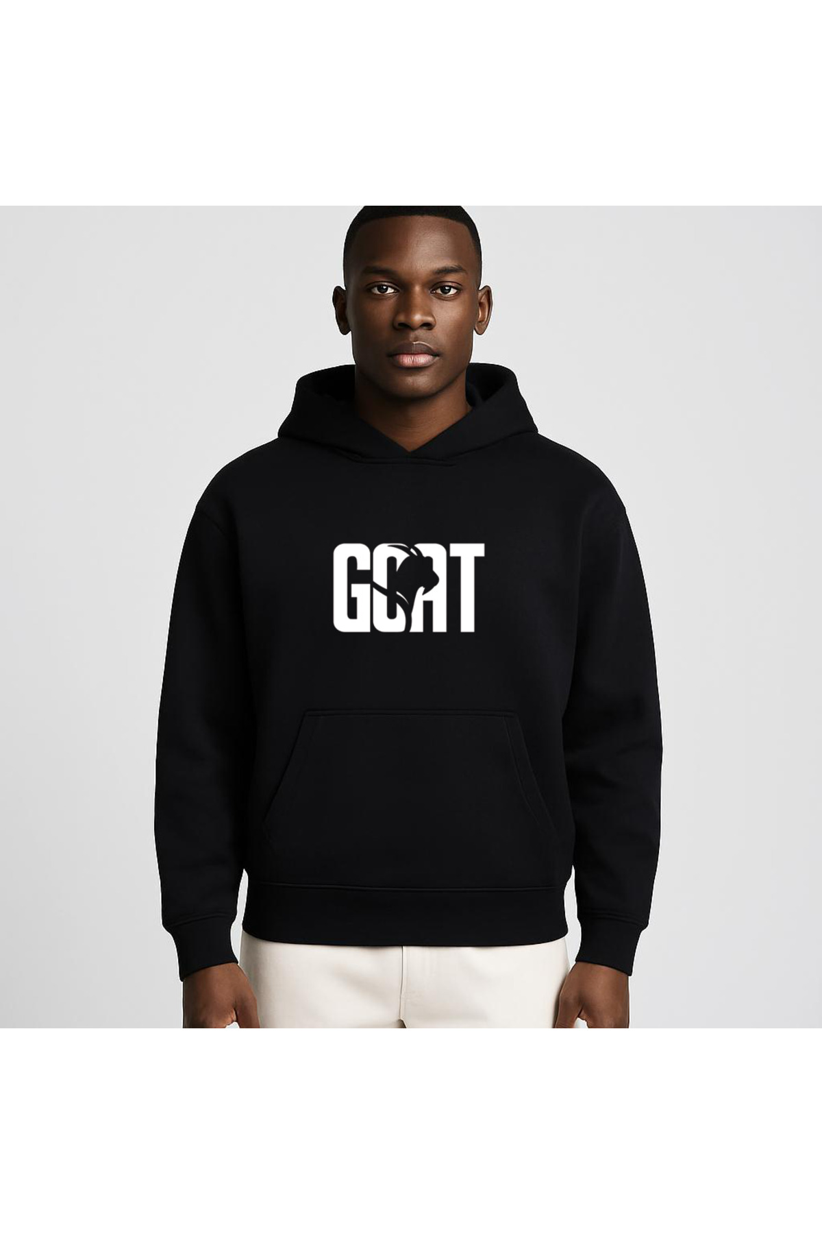 Rivox Unisex Siyah Kapüşonlu Oversize Swetashirt GOAT BASKILI