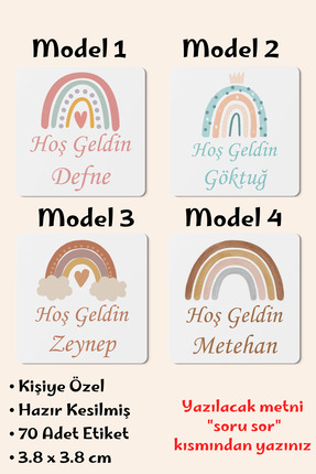 deer art Madlen Çikolata Etiketi-Kişiye Özel Hoş Geldin Bebek-Doğum Günü Etik...