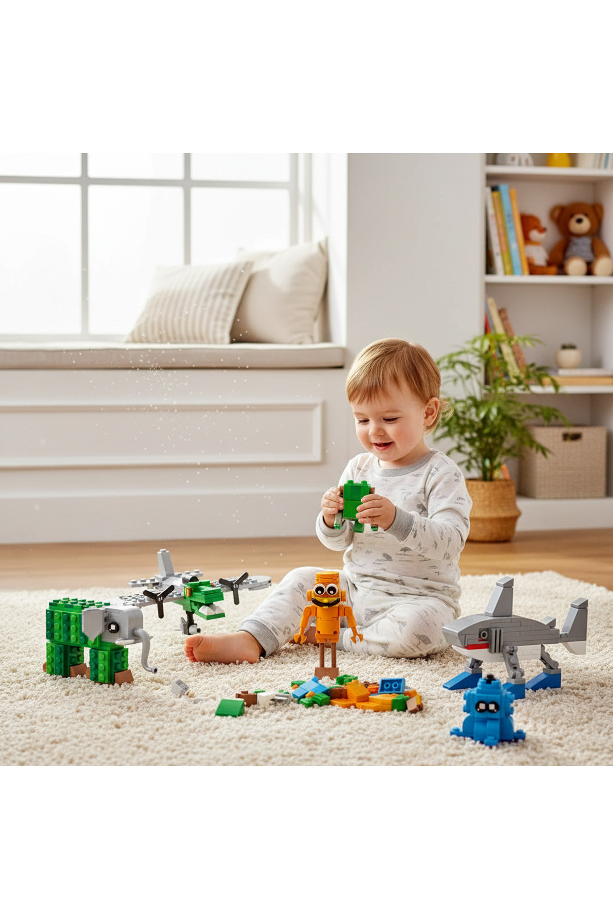 بلوک‌های ساختنی ایتالیایی دست‌ساز برای کودکان – ۴۳۸ قطعه بلوک ساختمانی برای پسران و دختران، هدیه کریسمس