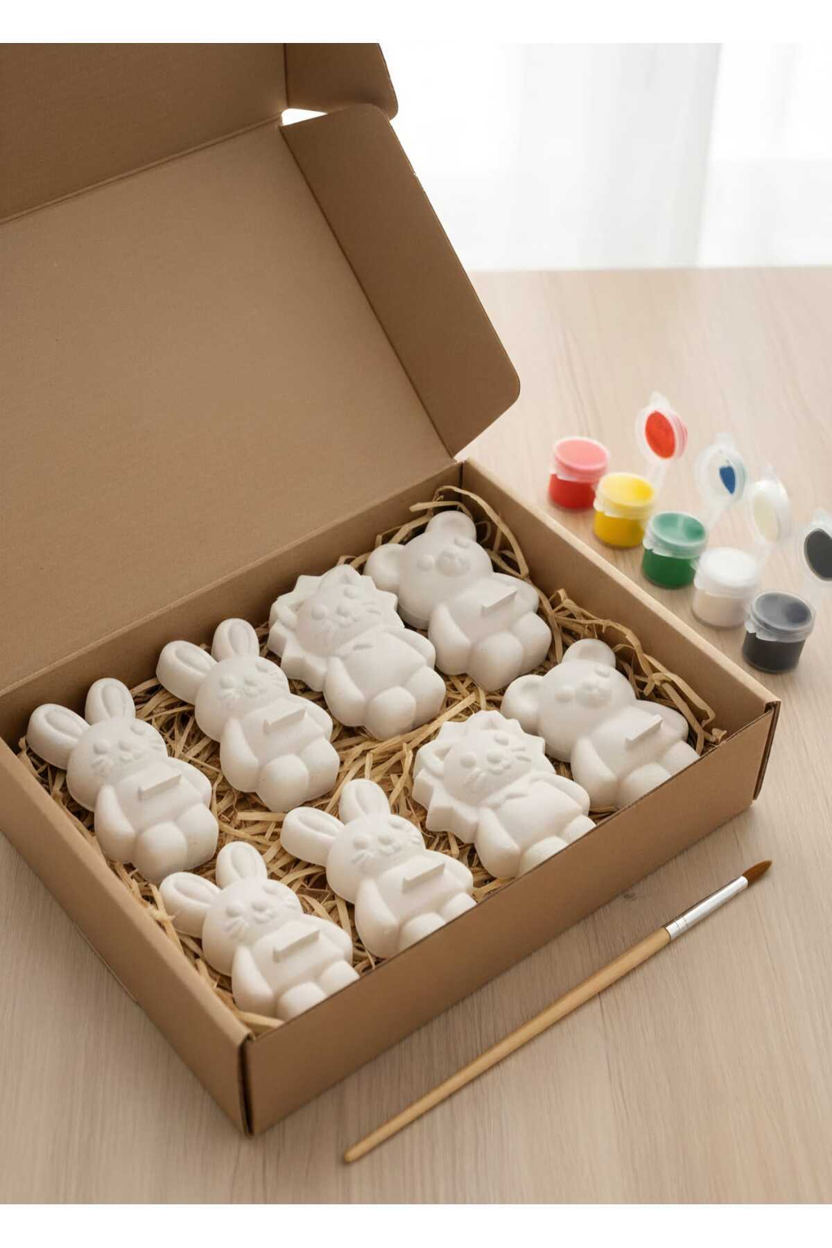 Mikido Box Taş Boyama Hayvan Seti (8 Parça) - Taş Boyama Kiti - Hayvan Figürleri Boyama Seti - Hobi Kiti