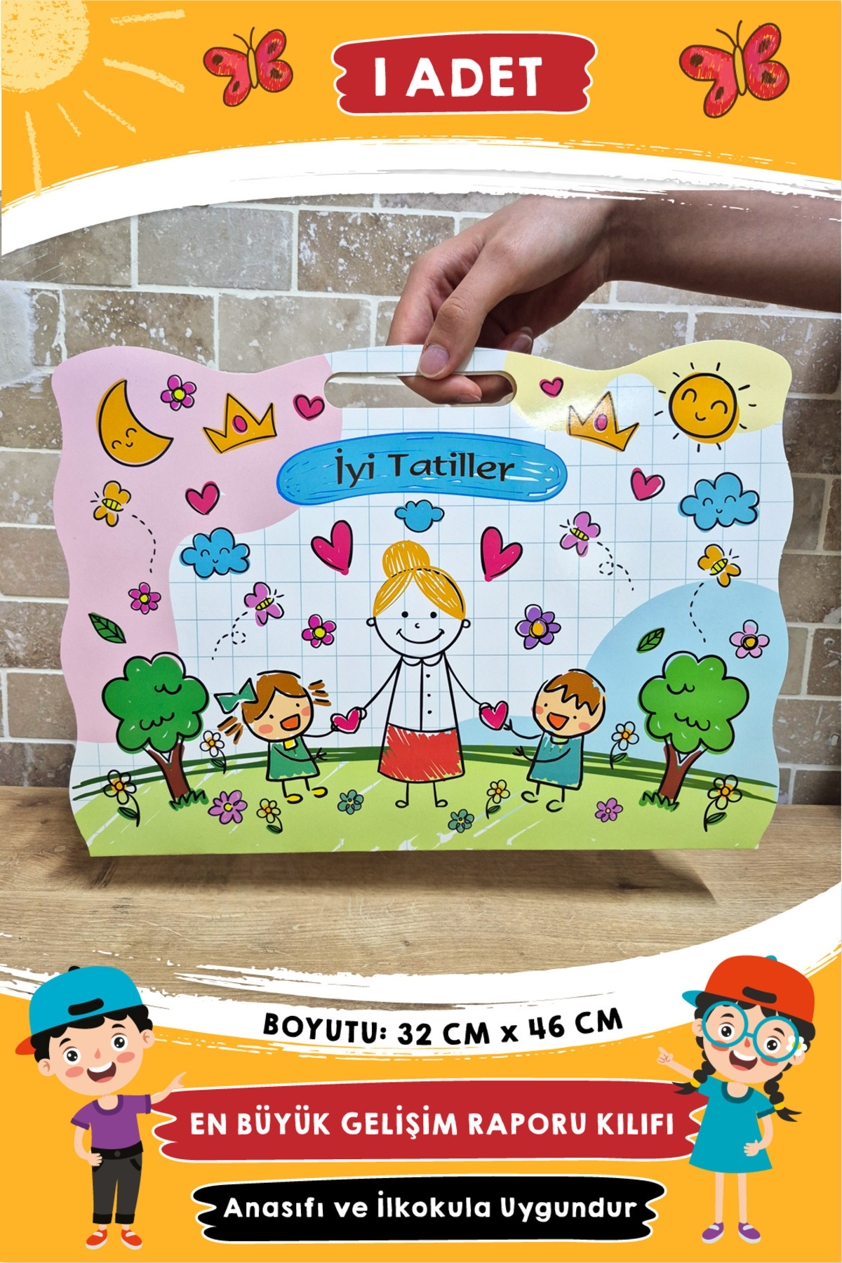 Etkinlikdenizi  Öğretmen Temalı Çantalı Gelişim Raporu Karne Kılıfı