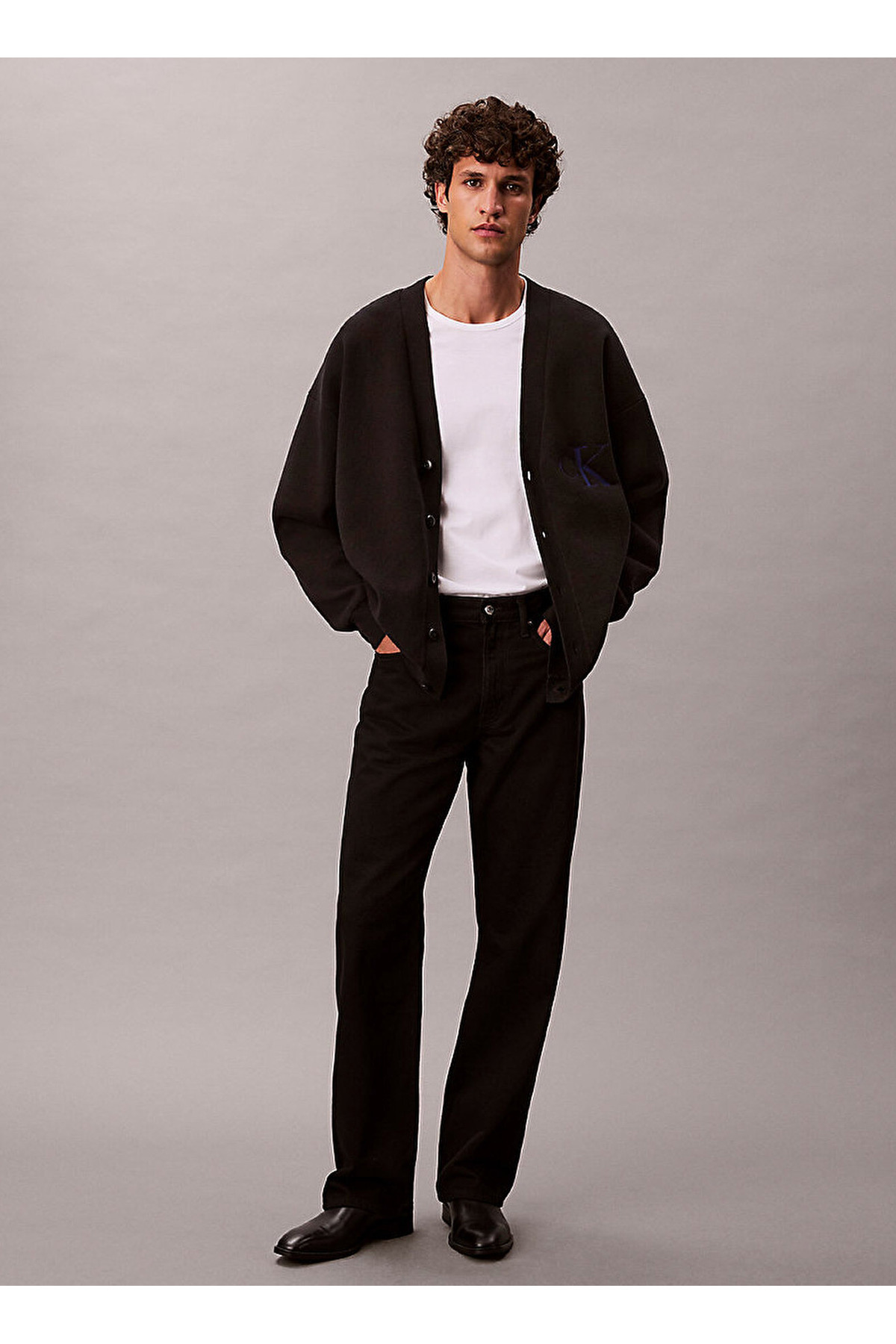 کلوین کلاین ژاکت مردانه جین مشکی ساده LV04RD304GUB1 LS CTTN CASHMERE 3D L