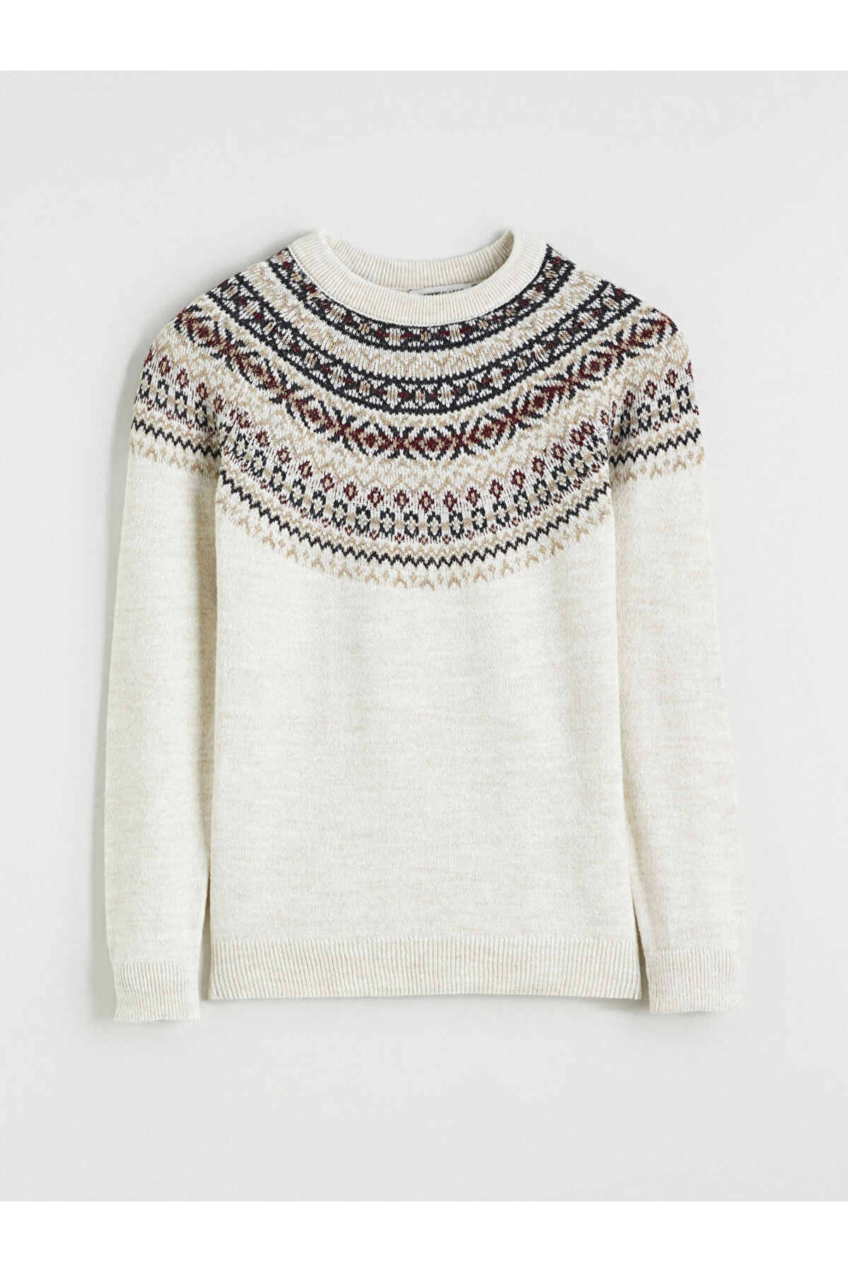 LC Waikiki LCWAIKIKI Classic Bej Bisiklet Yaka Desenli Kadın Triko Kazak fotoğrafı 5 (önizleme)