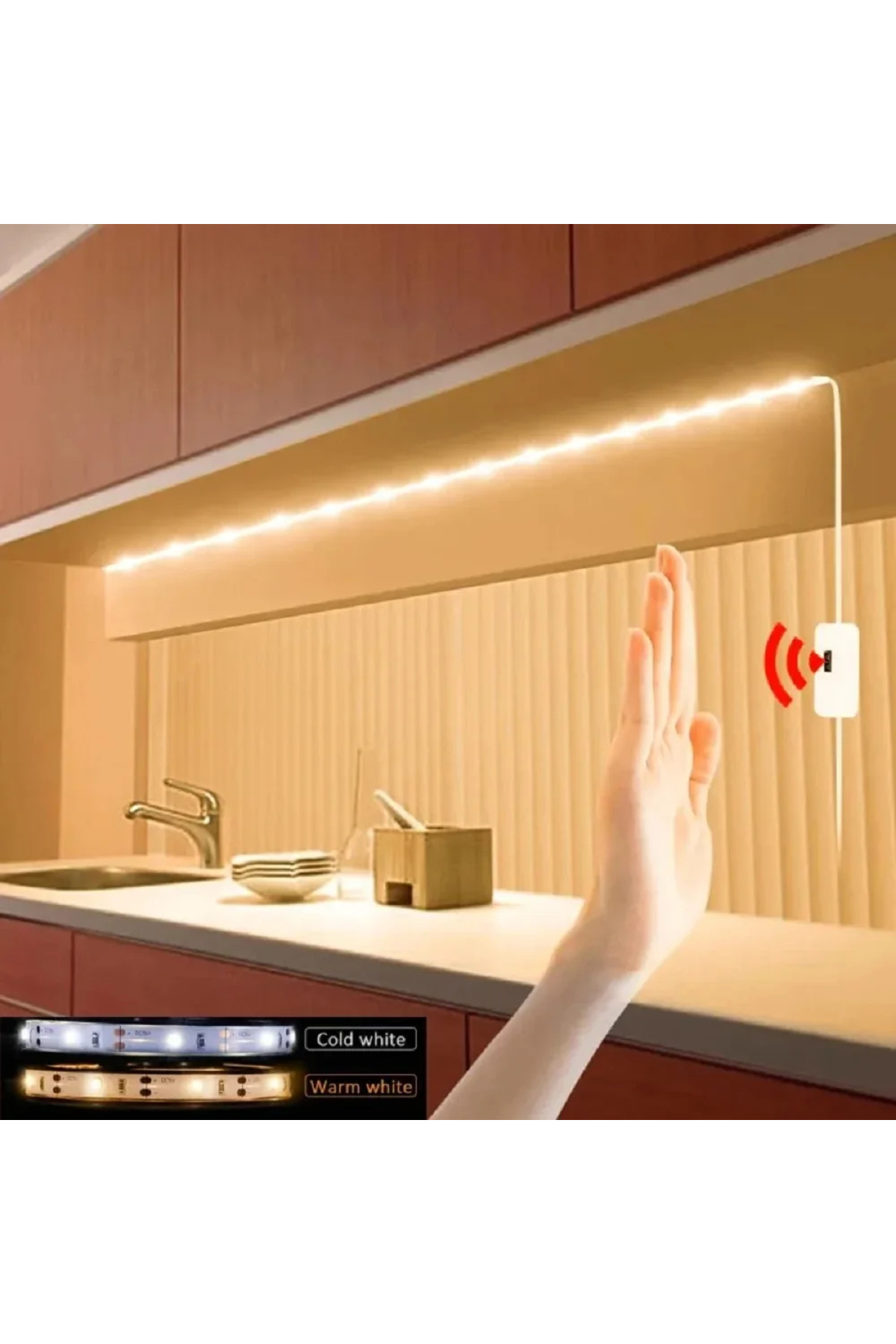 Choice 5m Warm White Induction handheld LED light strip 60 lamp beads/meter U...