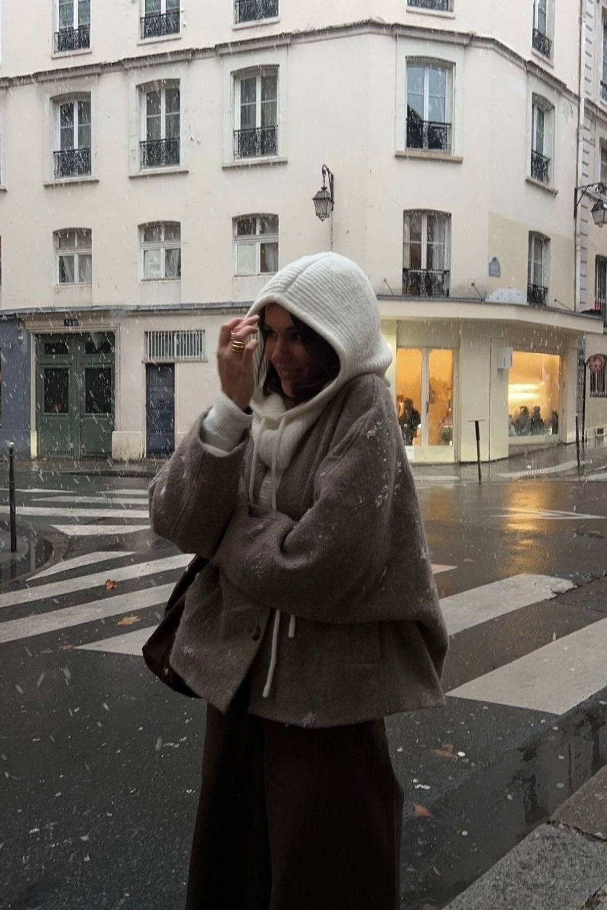 keisy El Örgüsü Balaclava Boyunluk Şapka(Beyaz)