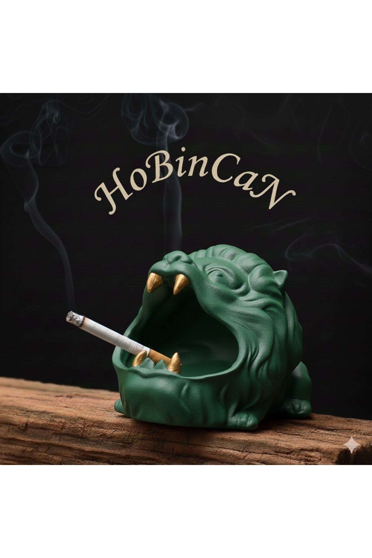 Pelirum Aslan Küllük | Dekoratif Altın Diş Aslan Beton Küllük