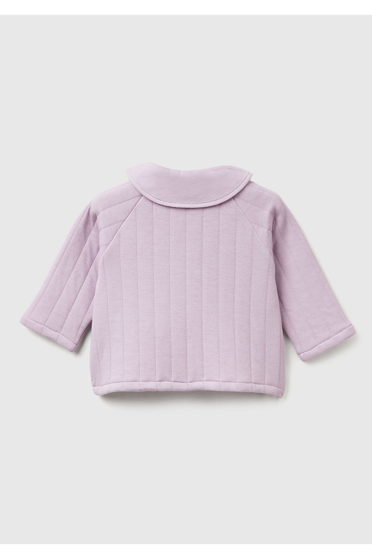 United Colors of Benetton Bebek Lila Logo Etiketli Önü Düğmeli Hafif Dolgulu Kloş Sweatshirt Hırka fotoğrafı 2 (önizleme)