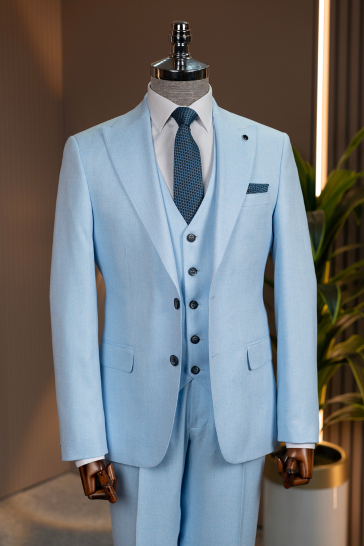 Terzi Ayhan Yelekli Takım Elbise –SlimFit 1 beden büyük tercih ediniz. — آبی T02-3028