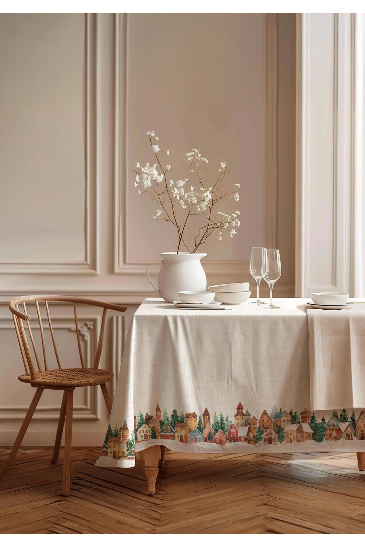 Snowy Village Cotton Tablecloth MSAORT0058