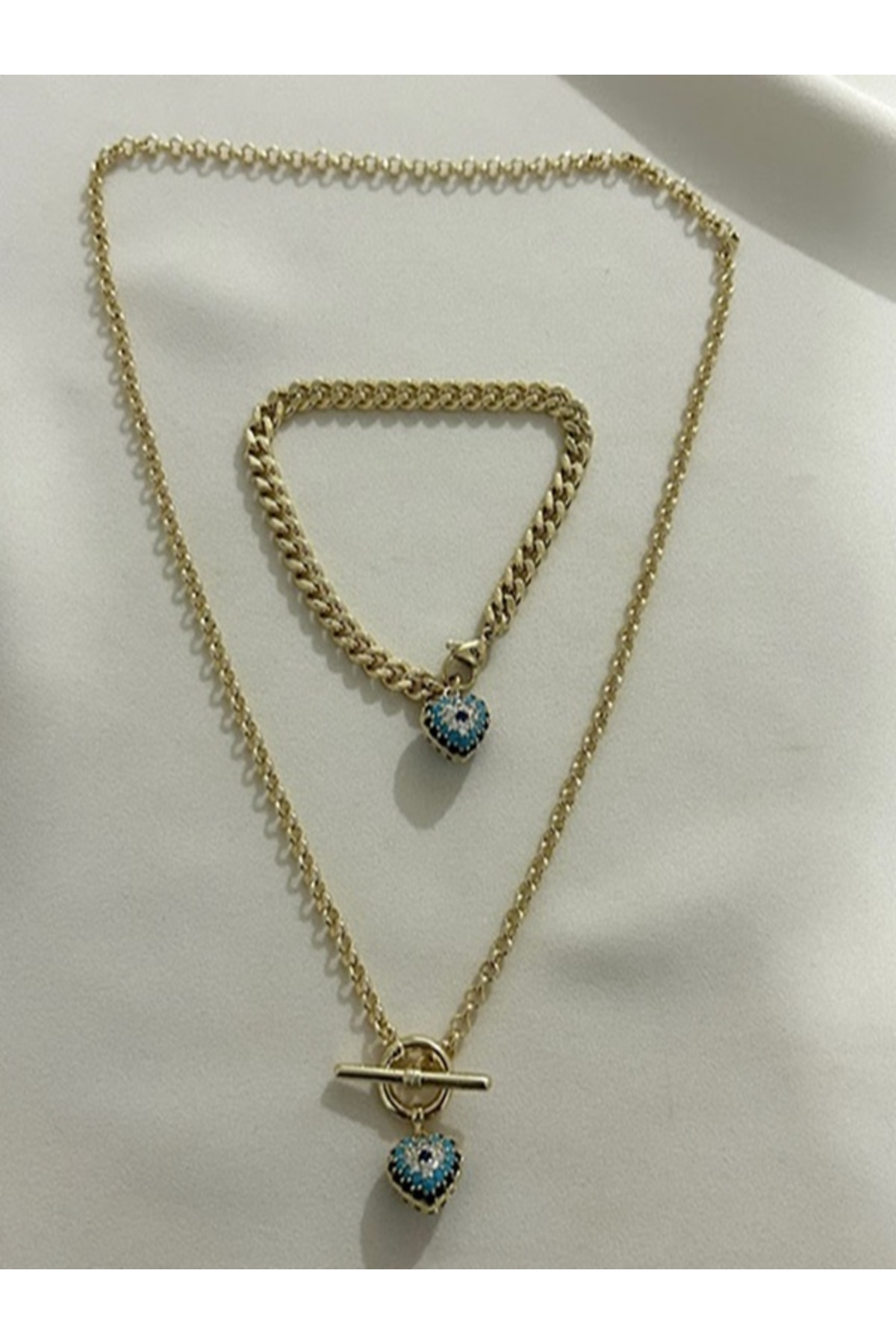 Xuping Evil Eye Bead Necklace and Bracelet Set