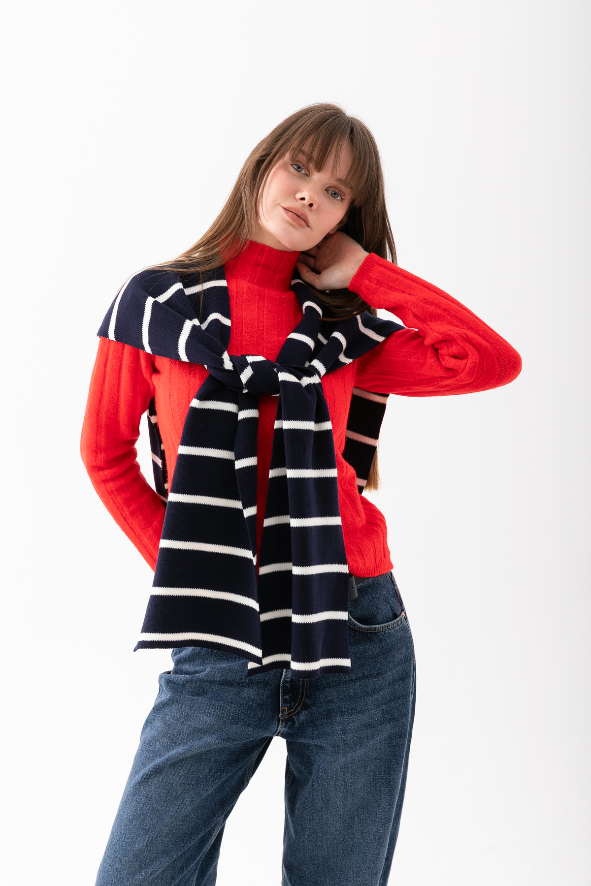 Wega Moda Kare Çizgili Parçalı Patchwork Atkı - Spor Triko Örme Omuz Atkısı | Unisex Boho Şal - Atkı görsel 6
