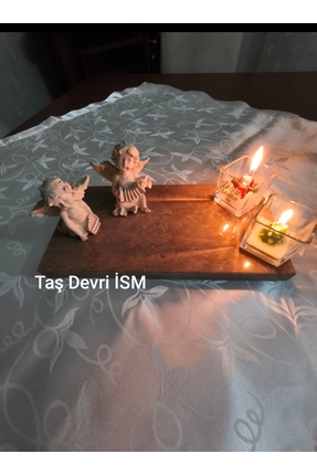 Taş Devri İSM Mermer sunumluk -El yapımı Sunum Tepsi traverten 16*30 cm